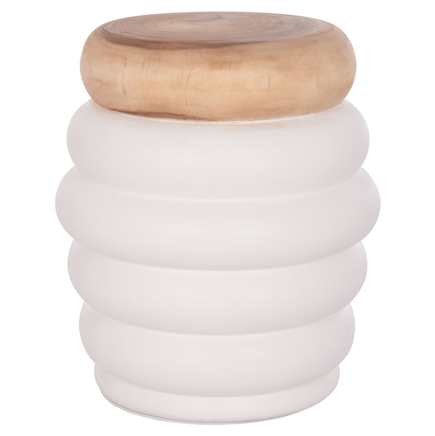 ΣΚΑΜΠΟ PUFFAT HM18172.02 FIBER CEMENT ΛΕΥΚΟ- ΞΥΛΟ TEAK TOP Φ45x46Υεκ. 1