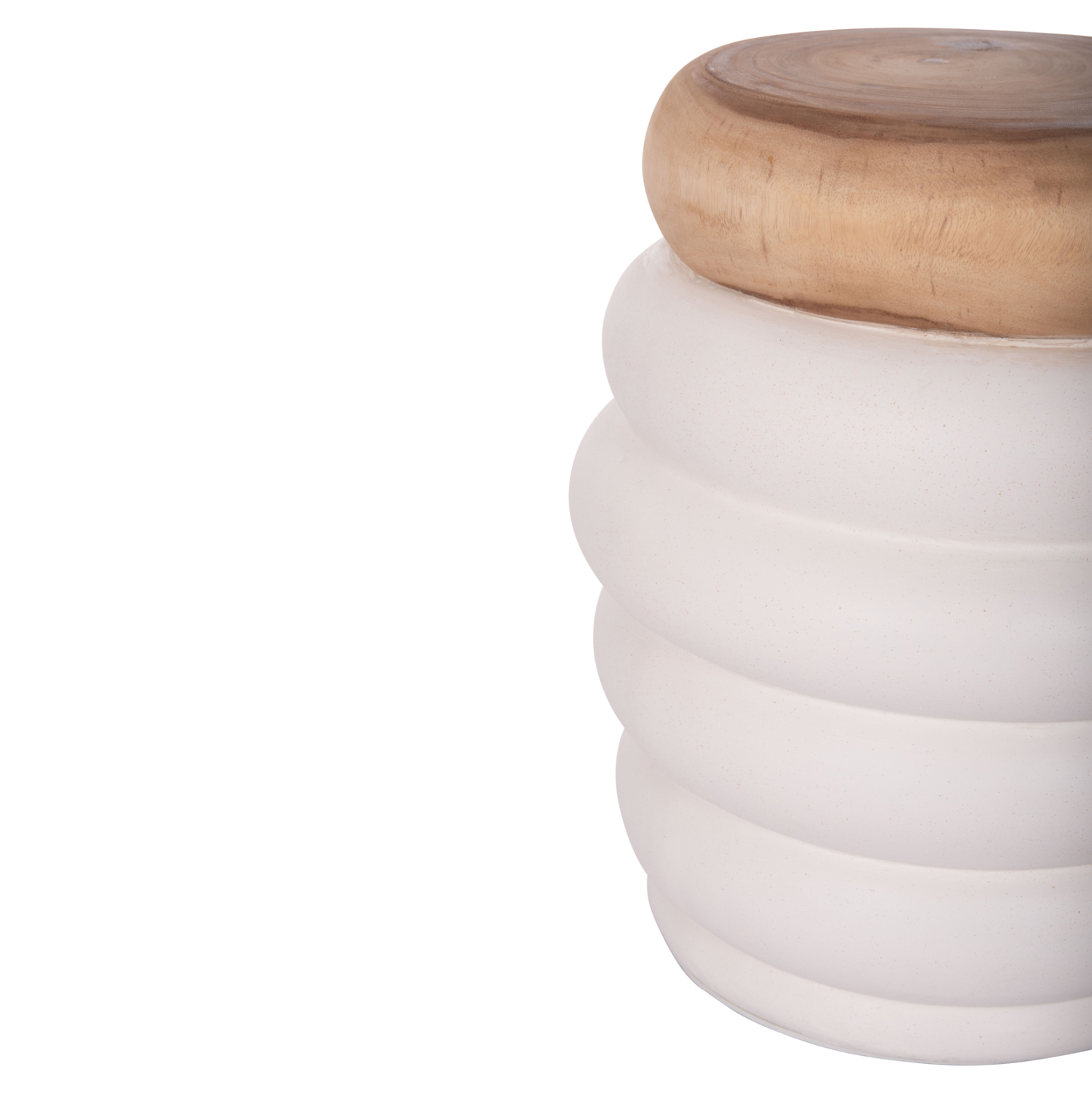 ΣΚΑΜΠΟ PUFFAT HM18172.02 FIBER CEMENT ΛΕΥΚΟ- ΞΥΛΟ TEAK TOP Φ45x46Υεκ. 3