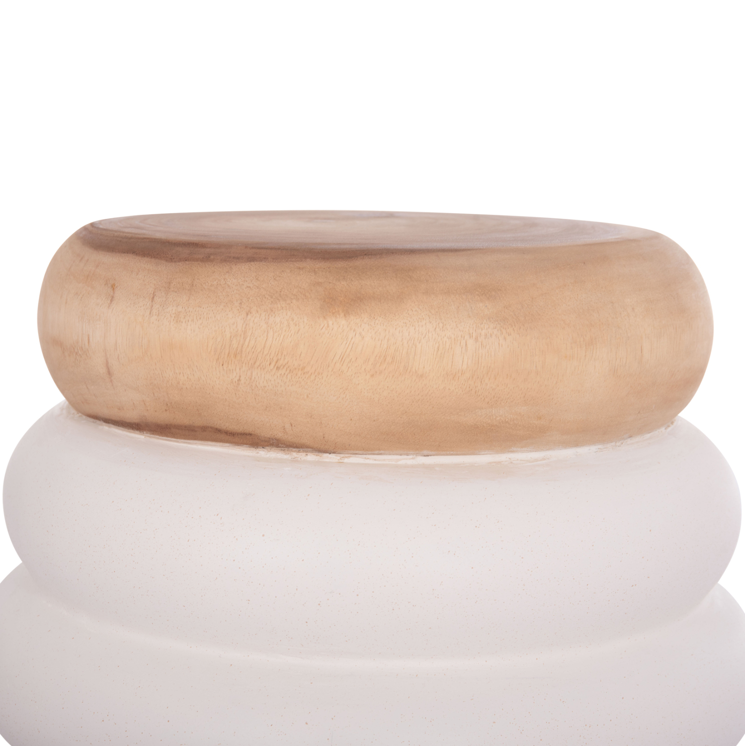 ΣΚΑΜΠΟ PUFFAT HM18172.02 FIBER CEMENT ΛΕΥΚΟ- ΞΥΛΟ TEAK TOP Φ45x46Υεκ. 4