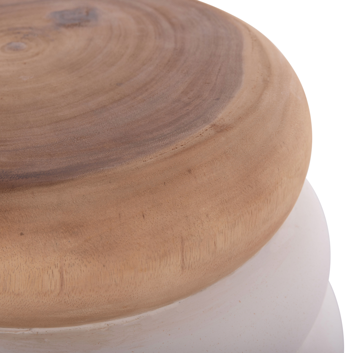 ΣΚΑΜΠΟ PUFFAT HM18172.02 FIBER CEMENT ΛΕΥΚΟ- ΞΥΛΟ TEAK TOP Φ45x46Υεκ. 6