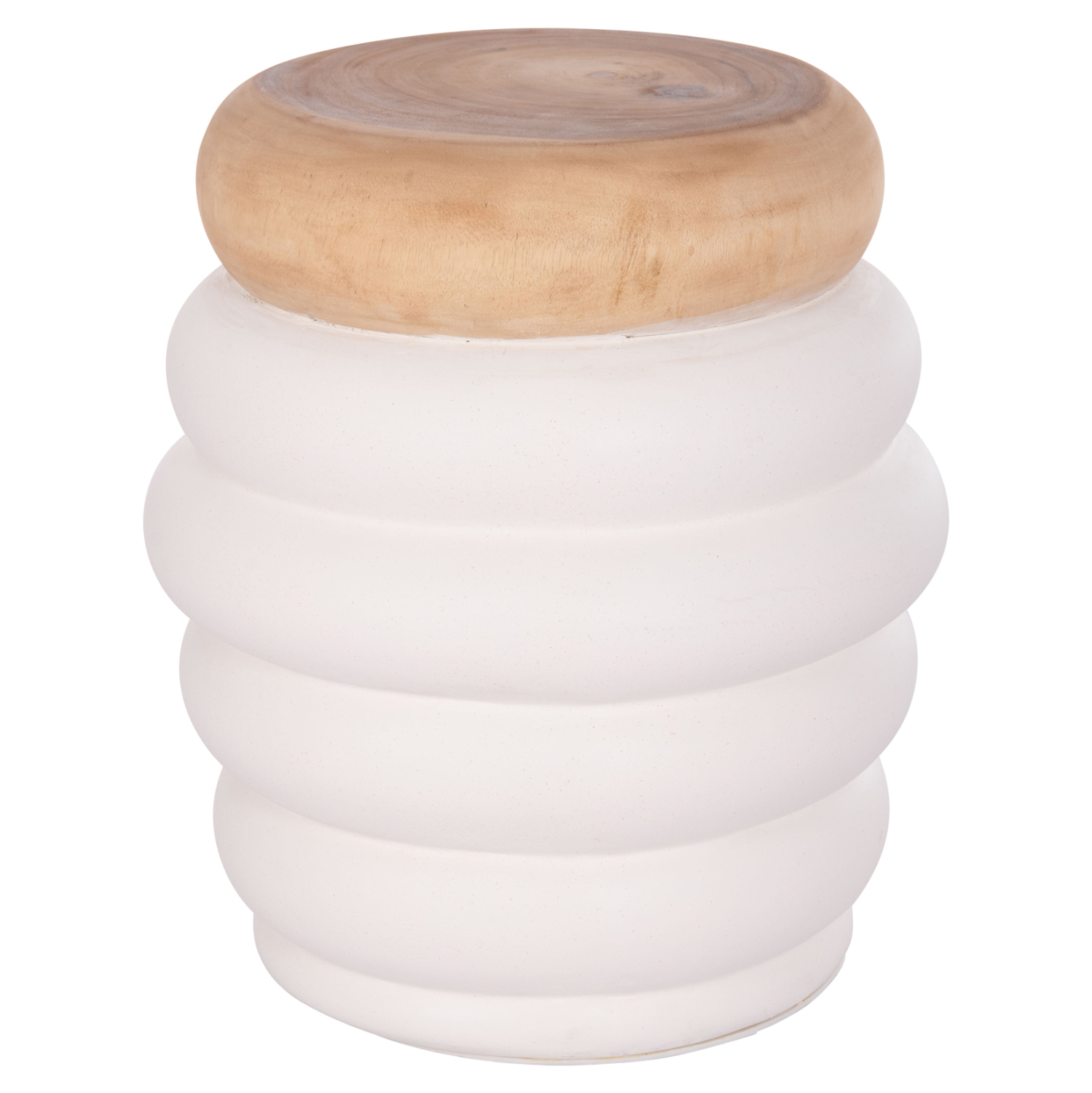 ΣΚΑΜΠΟ PUFFAT HM18172.02 FIBER CEMENT ΛΕΥΚΟ- ΞΥΛΟ TEAK TOP Φ45x46Υεκ. 7