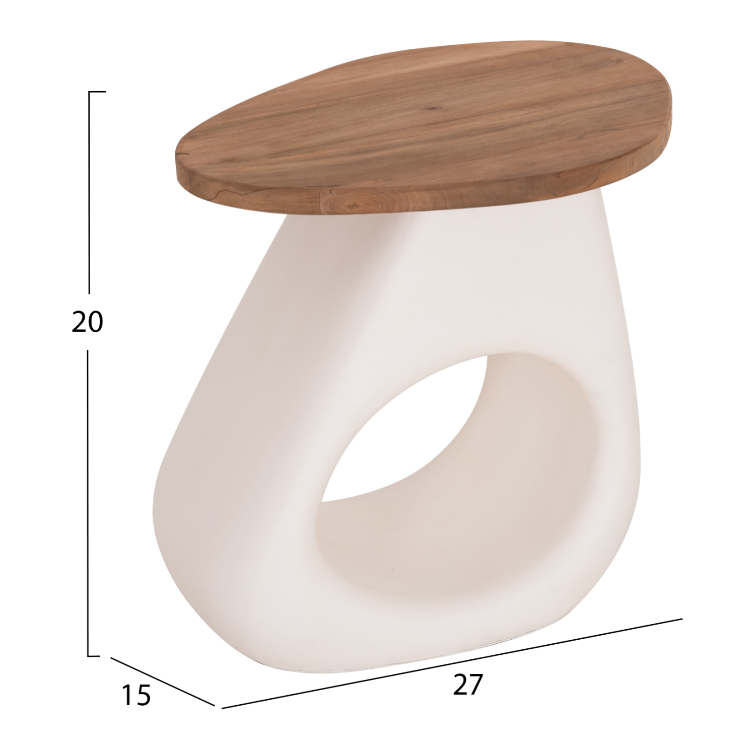 ΒΟΗΘΗΤΙΚΟ ΤΡΑΠΕΖΙ AIDA HM4692.02 FIBER CEMENT ΛΕΥΚΟ--ΞΥΛΟ TEAK TOP 47x60x59Υεκ 2