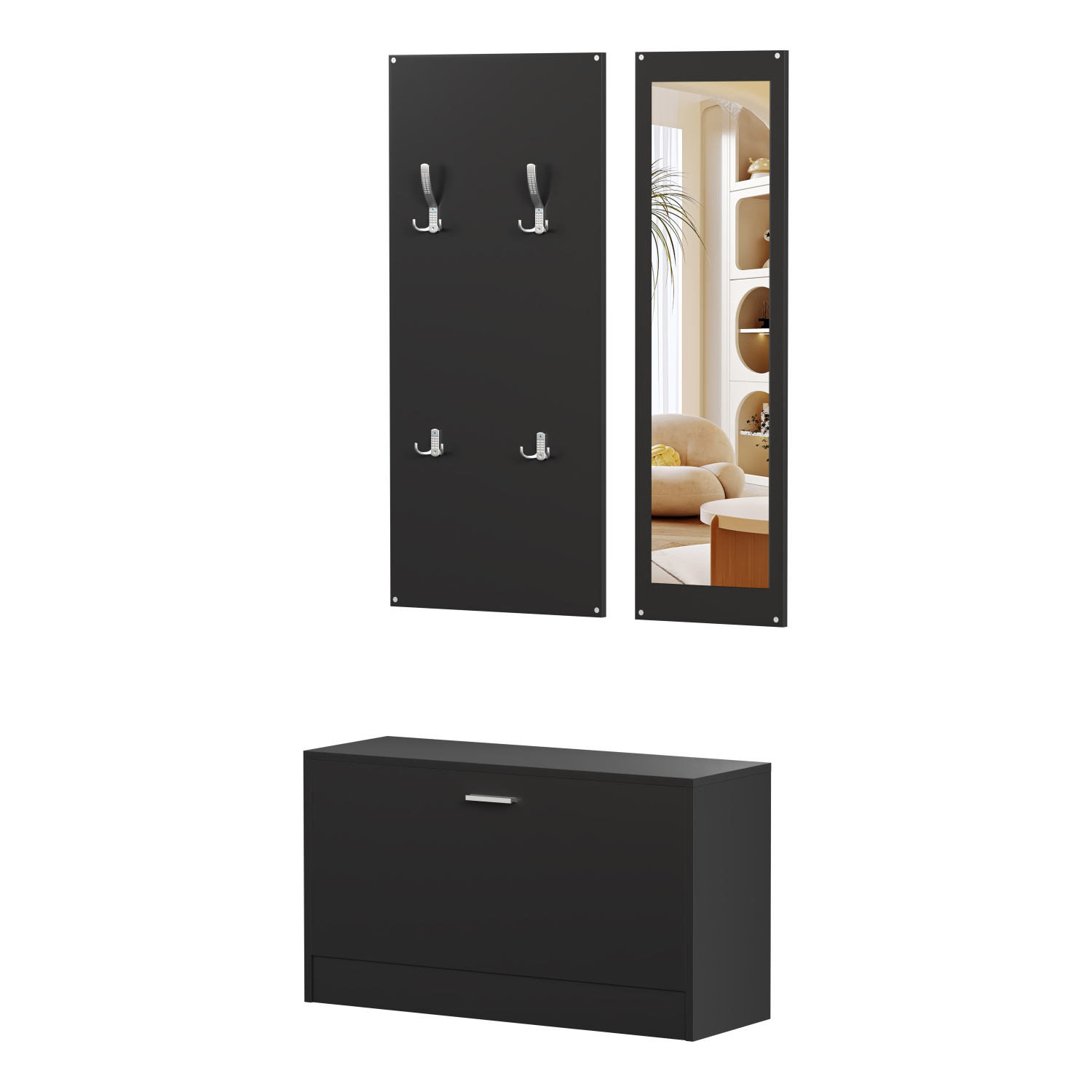 ΣΕΤ ΕΙΣΟΔΟΥ ΜΕ ΚΑΘΡΕΠΤΗ VERN HM2476.02 ΜΕΛΑΜΙΝΗ ΣΕ WENGE 80x27x175Υεκ 1