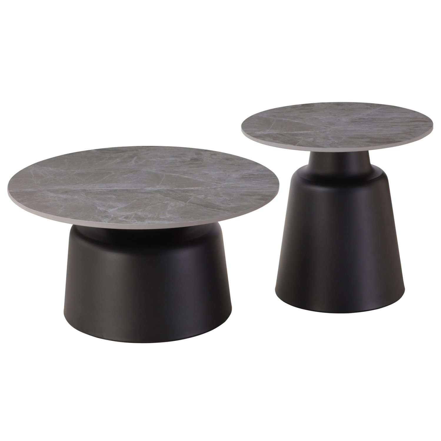 ΤΡΑΠΕΖΙΑ ΣΑΛΟΝΙΟΥ RINKON HM18263.03 ΚΕΡΑΜΙΚΑ TOP ΟΨΗ ΓΚΡΙ ΜΑΡΜΑΡΟΥ Φ50εκ &amp; Φ70εκ 1