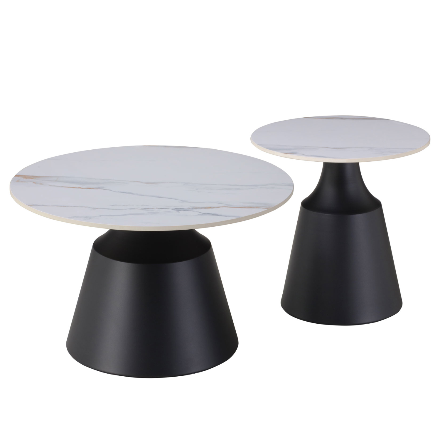 ΤΡΑΠΕΖΙΑ ΣΑΛΟΝΙΟΥ CORREN HM18264.04 ΚΕΡΑΜΙΚΑ TOP ΟΨΗ ΛΕΥΚΟΥ-ΧΡΥΣΟΥ ΜΑΡΜΑΡΟΥ Φ50εκ &amp; Φ70εκ 1