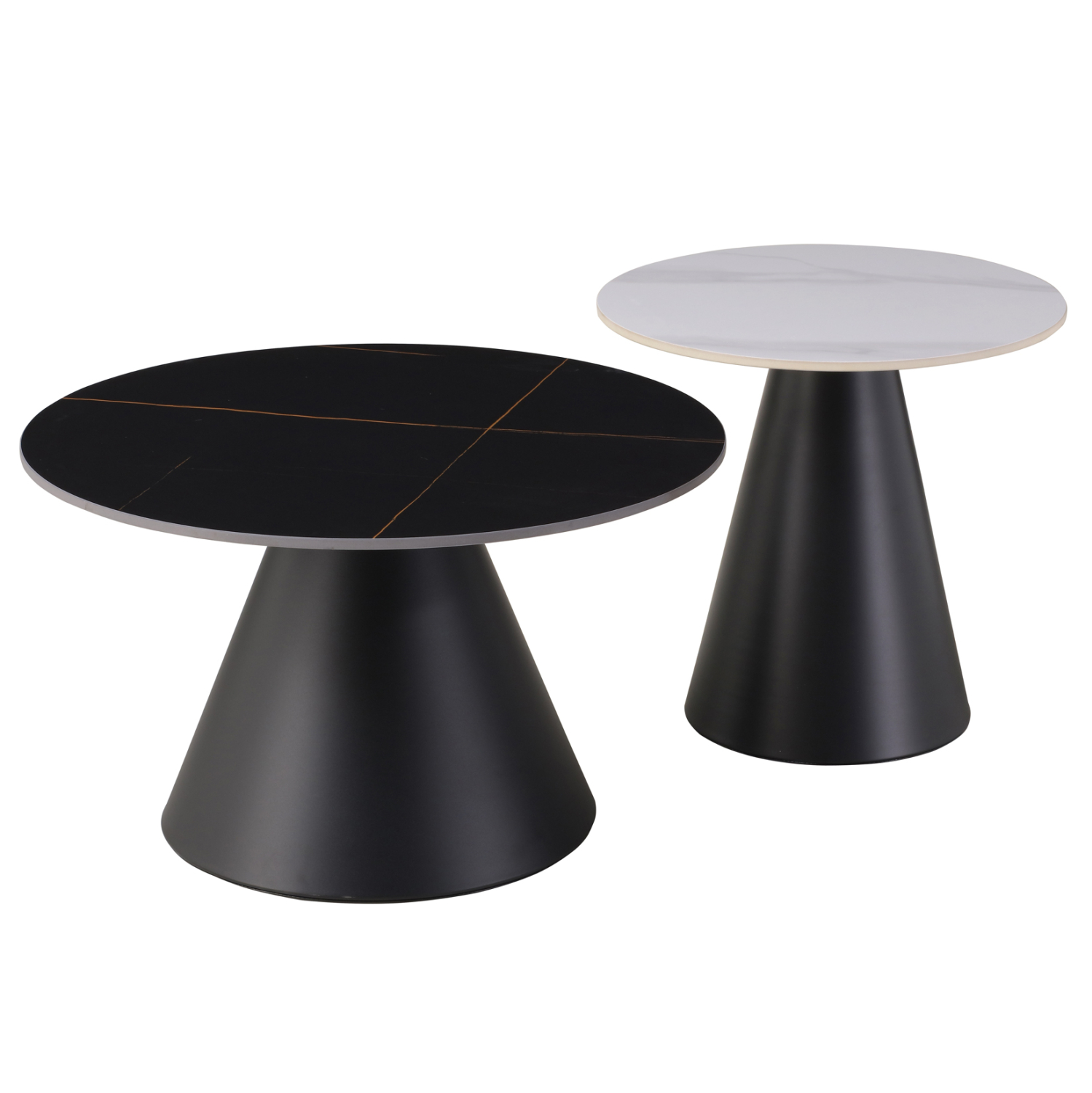 ΤΡΑΠΕΖΙΑ ΣΑΛΟΝΙΟΥ RIDGE HM18266.10 ΚΕΡΑΜΙΚΑ TOP ΜΕ ΟΨΗ ΜΑΥΡΟΥ-ΛΕΥΚΟΥ ΜΑΡΜΑΡΟΥ Φ50εκ &amp; Φ70εκ 1