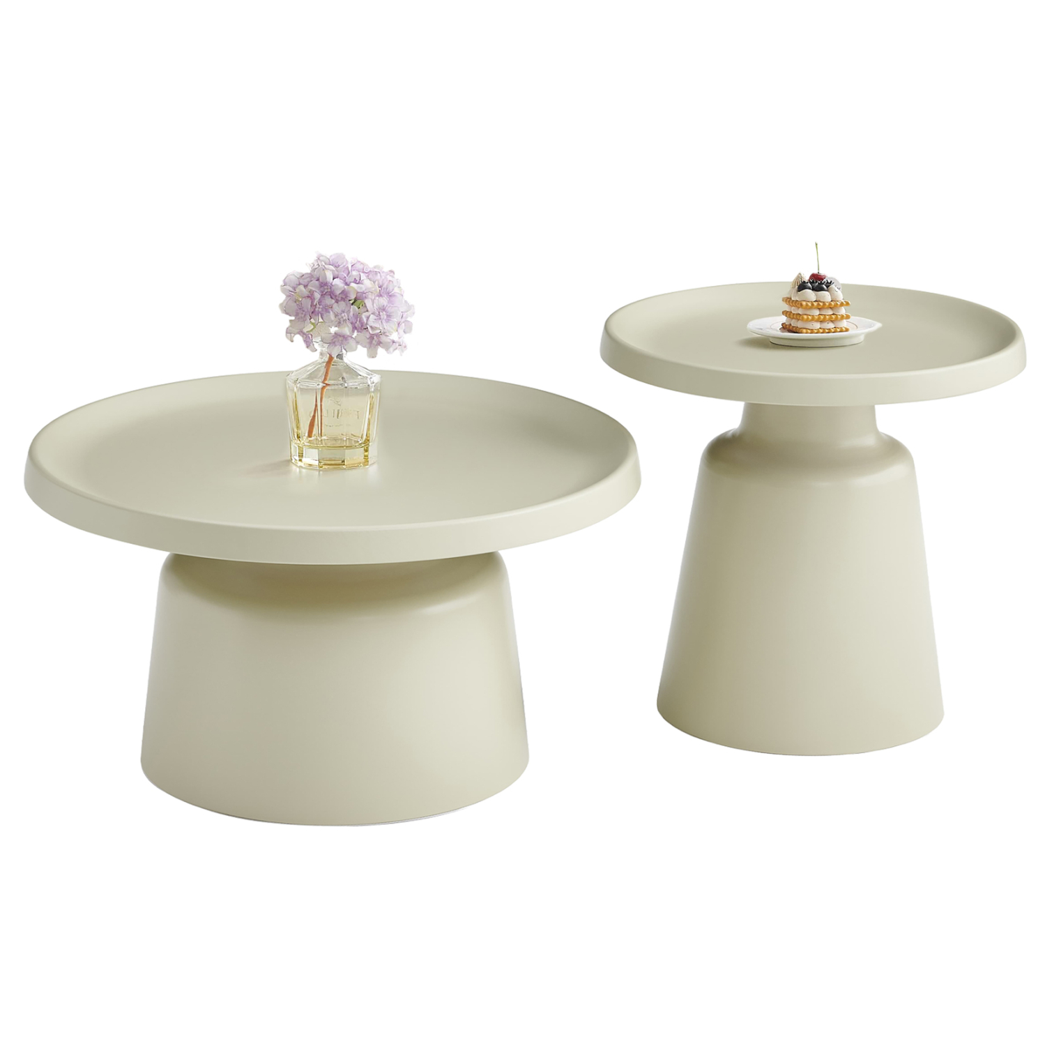 ΣΕΤ 2 ΤΡΑΠΕΖΙΑ ΣΑΛΟΝΙΟΥ RINKON2 HM18304.04 ΜΕΤΑΛΛΟ ΣΕ ΣΑΜΠΑΝΙ Φ50εκ &amp; Φ70εκ 1