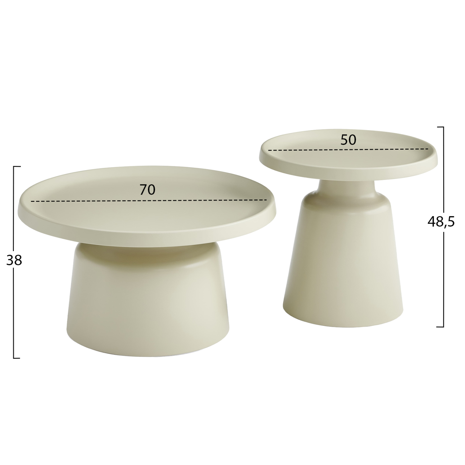 ΣΕΤ 2 ΤΡΑΠΕΖΙΑ ΣΑΛΟΝΙΟΥ RINKON2 HM18304.04 ΜΕΤΑΛΛΟ ΣΕ ΣΑΜΠΑΝΙ Φ50εκ &amp; Φ70εκ 2