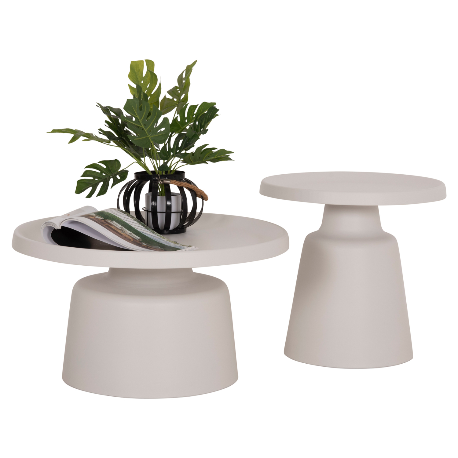 ΣΕΤ 2 ΤΡΑΠΕΖΙΑ ΣΑΛΟΝΙΟΥ RINKON2 HM18304.01 ΜΕΤΑΛΛΟ ΣΕ ΛΕΥΚΟ Φ49εκ &amp; Φ69εκ 1