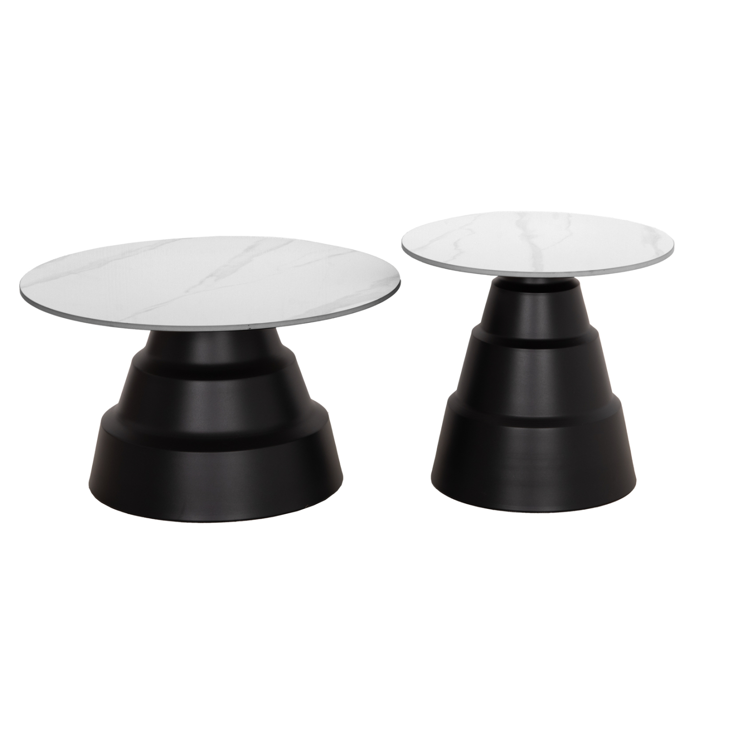 ΣΕΤ 2 ΤΡΑΠΕΖΙΑ ΣΑΛΟΝΙΟΥ LIDOX HM18306.02 SINTERED STONE TOP- SNOW WHITE ΧΡΩΜΑ Φ50 &amp; Φ70 1