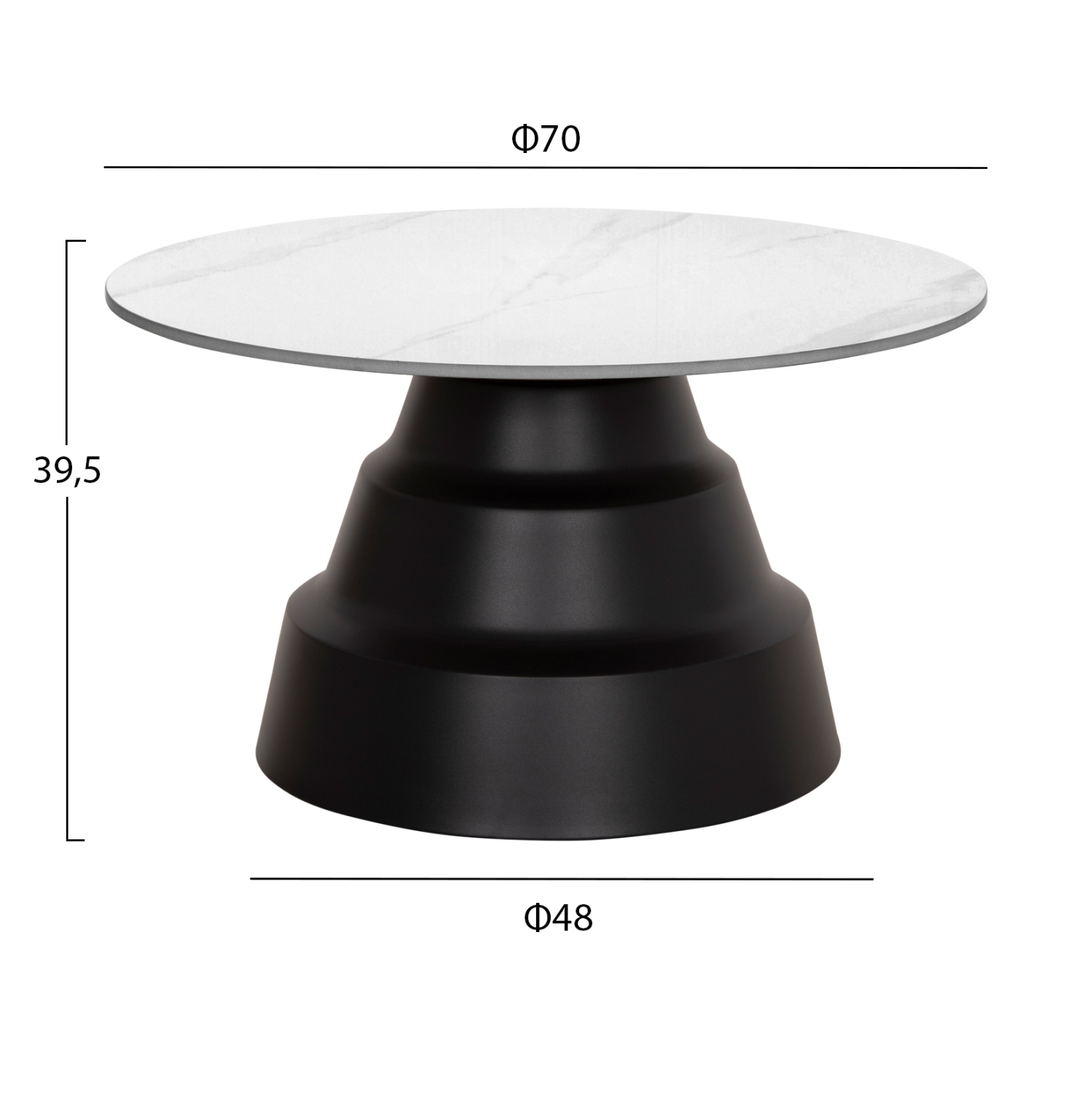 ΣΕΤ 2 ΤΡΑΠΕΖΙΑ ΣΑΛΟΝΙΟΥ LIDOX HM18306.02 SINTERED STONE TOP- SNOW WHITE ΧΡΩΜΑ Φ50 &amp; Φ70 2