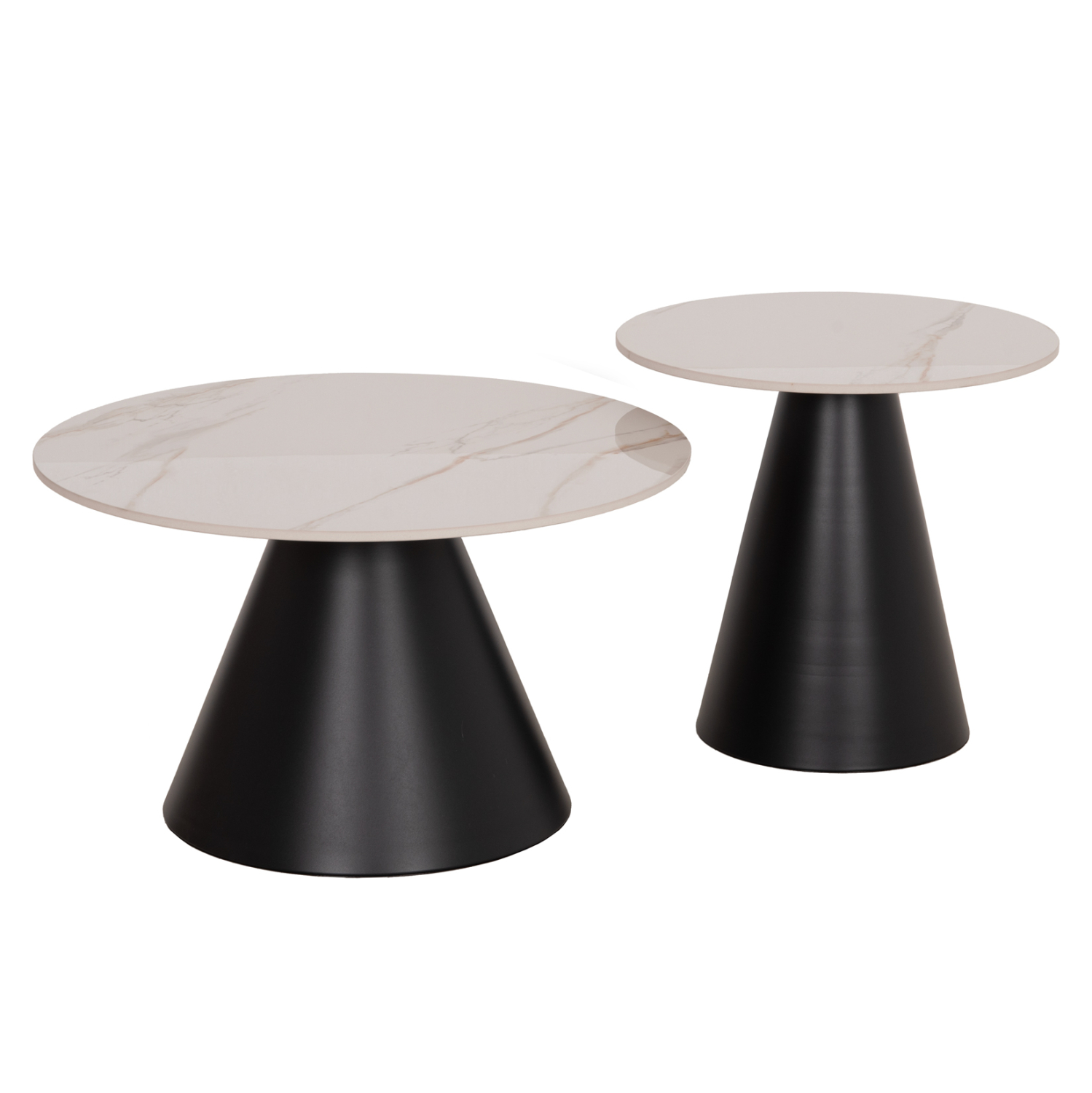 ΣΕΤ 2 ΤΡΑΠΕΖΙΑ ΣΑΛΟΝΙΟΥ RIDGE(X) HM18307.02 SINTERED STONE TOPS--ΒΑΣΕΙΣ ΜΑΥΡΕΣ Φ50 &amp; Φ70 1