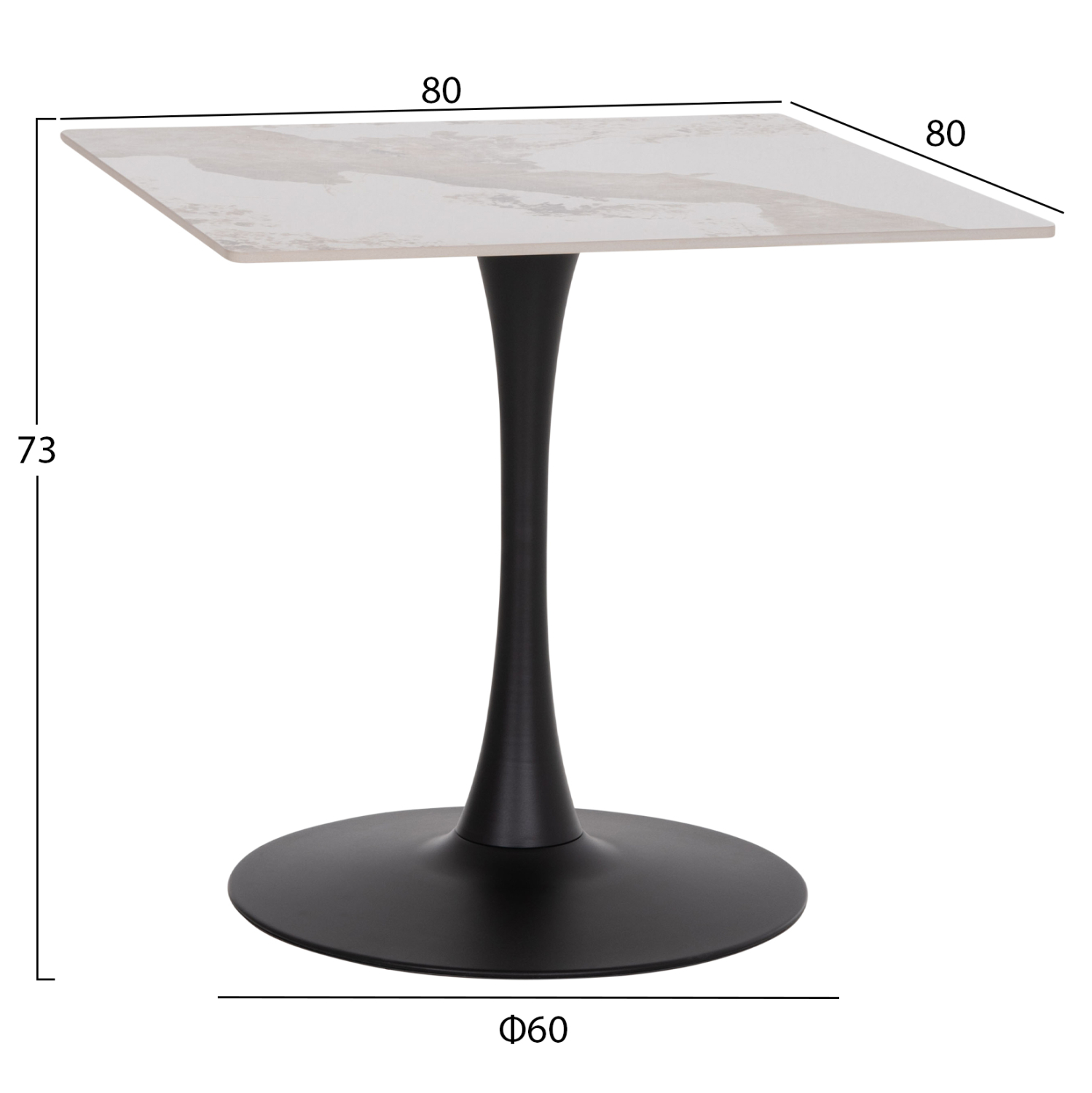 ΤΡΑΠΕΖΙ ΤΡΑΠΕΖΑΡΙΑΣ TETRAN HM18315.02 ΒΑΣΗ ΜΑΥΡΗ--SINTERED STONE PANDORA 80x80x73Υεκ 2