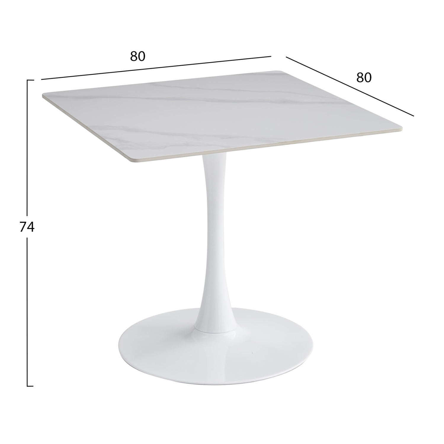 ΤΡΑΠΕΖΙ ΤΡΑΠΕΖΑΡΙΑΣ TETRAN HM18315.01 ΒΑΣΗ ΛΕΥΚΗ--SINTERED STONE SNOW WHITE 80x80x73Υεκ 2