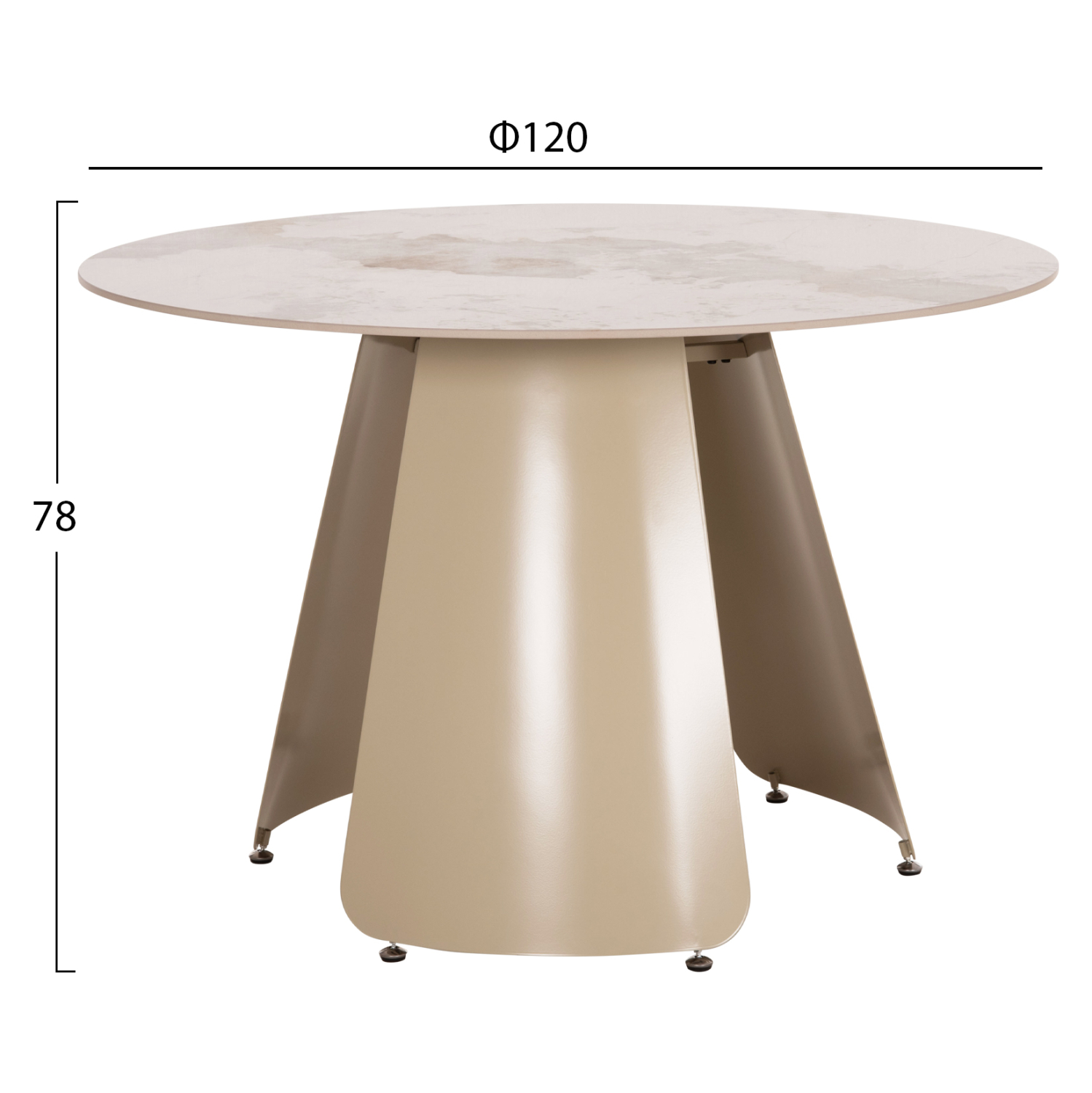 ΤΡΑΠΕΖΙ ΤΡΑΠΕΖΑΡΙΑΣ ΣΤΡΟΓΓΥΛΟ SEDAR HM18326 ΚΕΡΑΜΙΚΟ TOP--ΚΡΕΜ ΜΕΤΑΛ.ΠΟΔΙΑ Φ120x78Υ 2