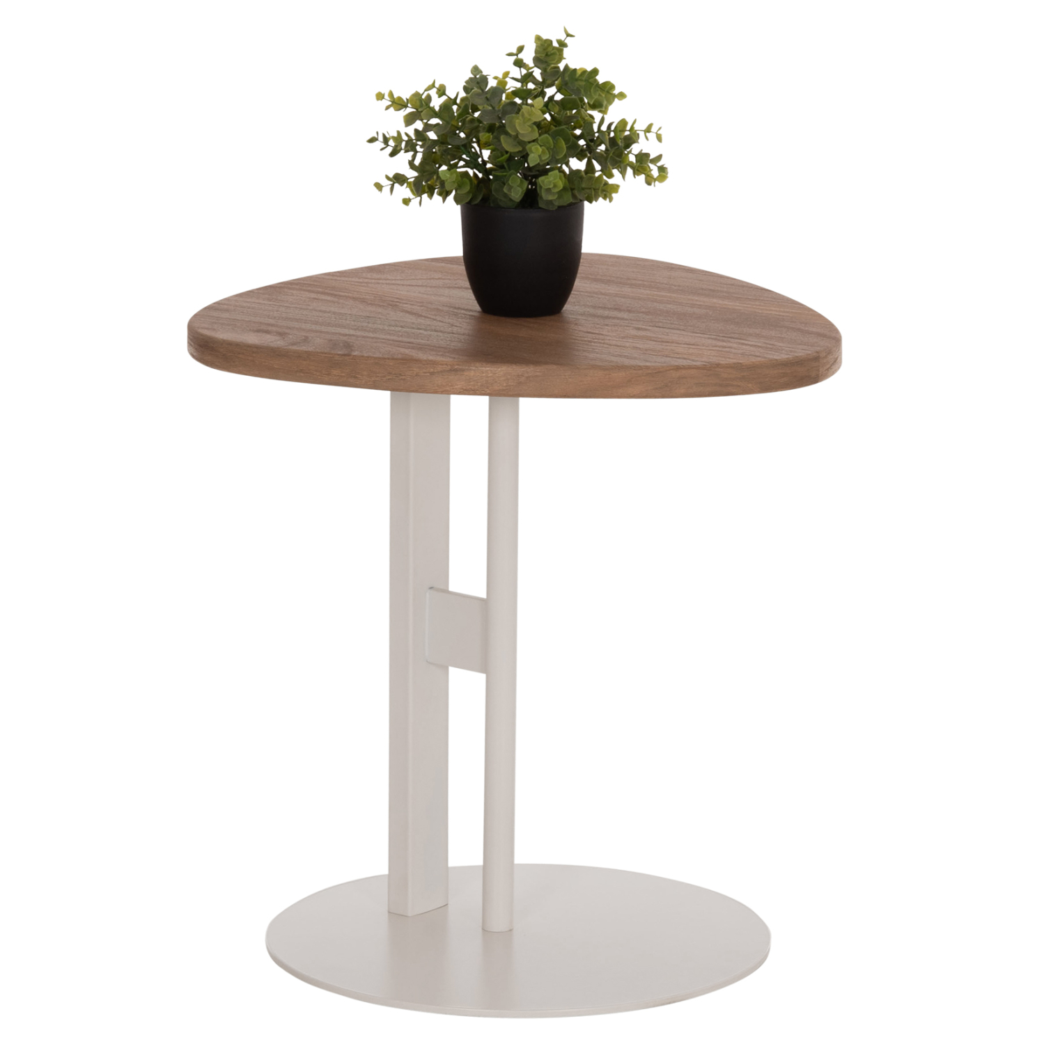ΒΟΗΘΗΤΙΚΟ ΤΡΑΠΕΖΙ ΟΒΑΛ ALPER HM18328 MDF SONAMA--ΜΕΤΑΛΛΟ ΛΕΥΚΟ 50x50x51Υεκ. 1