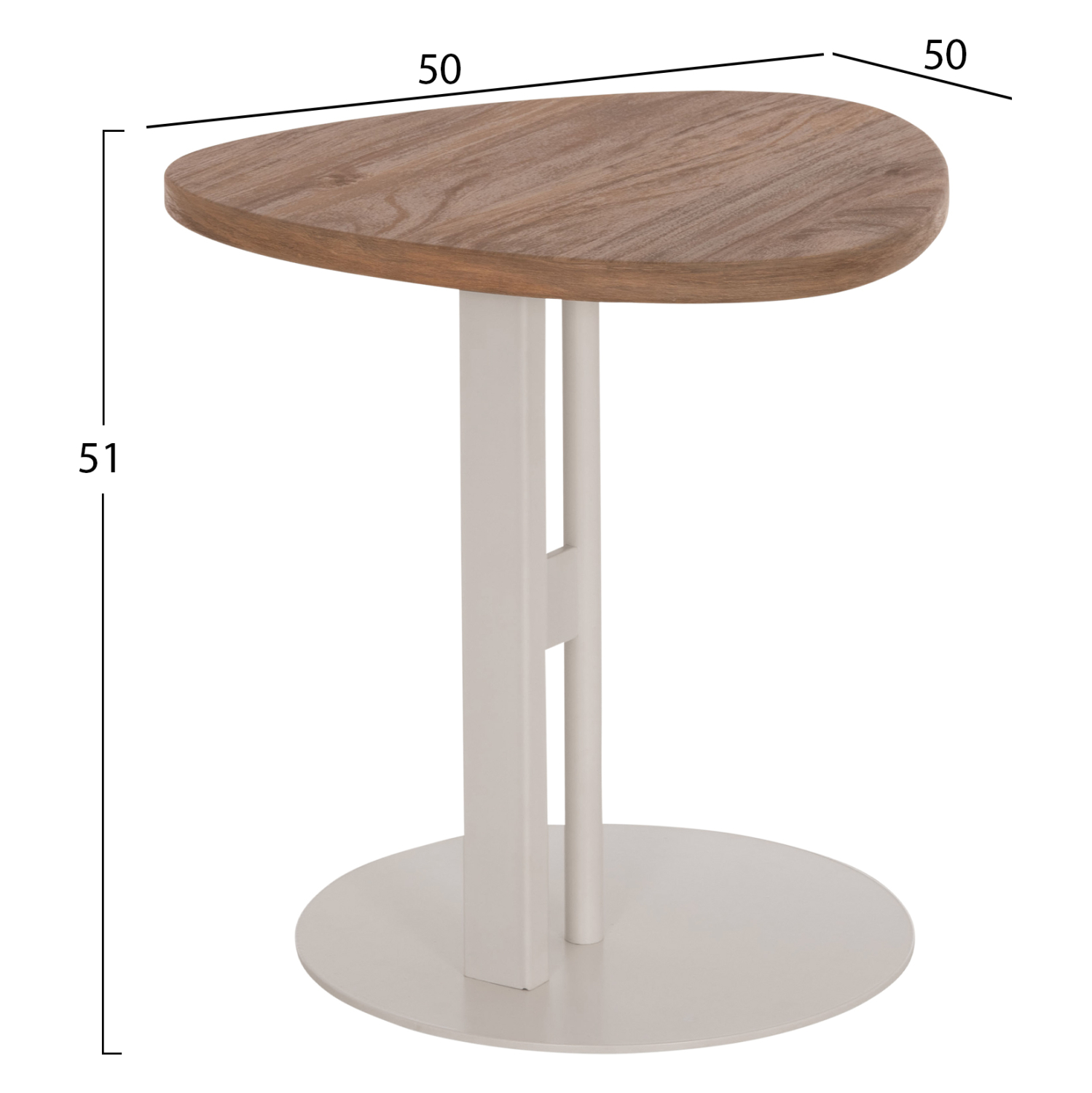ΒΟΗΘΗΤΙΚΟ ΤΡΑΠΕΖΙ ΟΒΑΛ ALPER HM18328 MDF SONAMA--ΜΕΤΑΛΛΟ ΛΕΥΚΟ 50x50x51Υεκ. 2