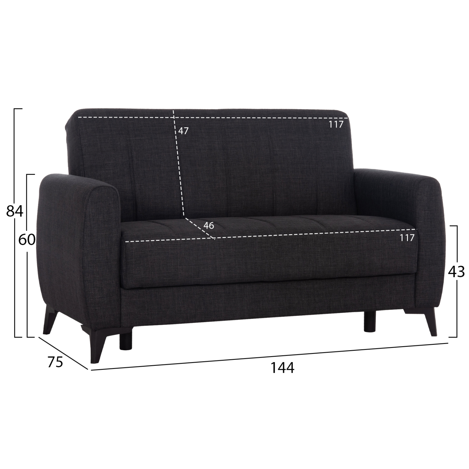 ΚΑΝΑΠΕΣ ΚΡΕΒΑΤΙ ΜΕ ΑΠΟΘ.ΧΩΡΟ ΔΙΘΕΣΙΟΣ NIKKO HM3293.01 ΓΚΡΙ ΥΦΑΣΜΑ 144x75x84Υεκ. 2