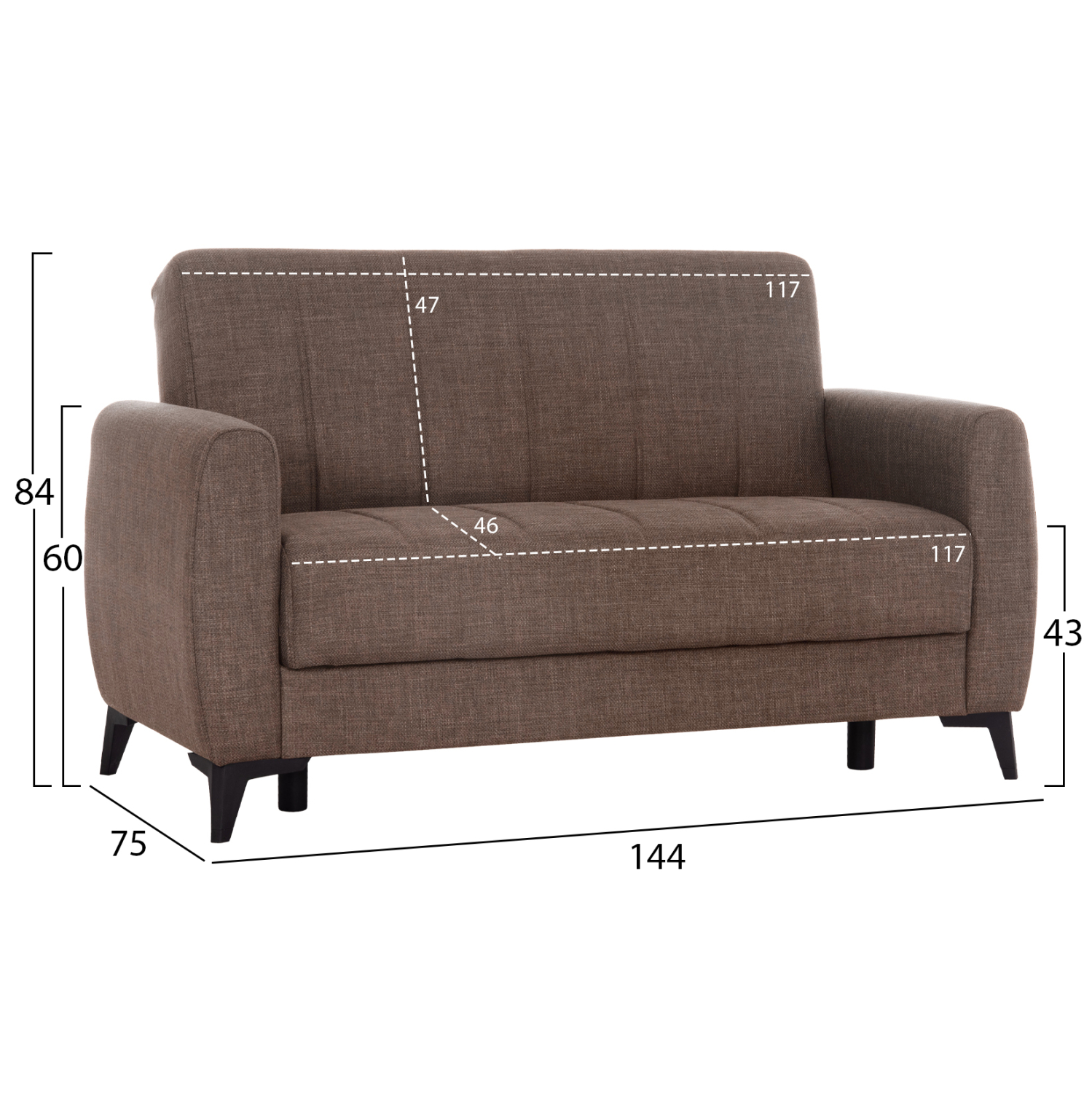 ΚΑΝΑΠΕΣ ΚΡΕΒΑΤΙ ΜΕ ΑΠΟΘ.ΧΩΡΟ ΔΙΘΕΣΙΟΣ NIKKO HM3293.02 ΚΑΦΕ ΥΦΑΣΜΑ 144x75x84Υεκ. 2