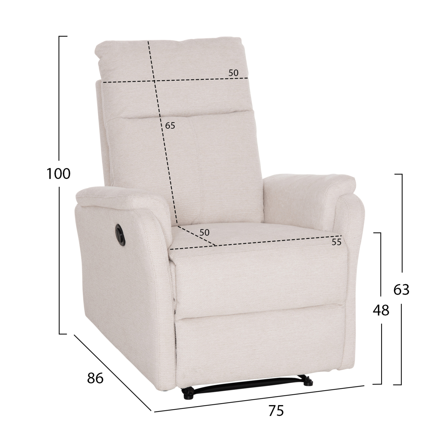 ΠΟΛΥΘΡΟΝΑ RELAX ΜΕ ΗΛΕΚΤΡΙΚΗ ΑΝΑΚΛΙΣΗ SYNTHIA HM3309.01 ΜΠΕΖ ΥΦΑΣΜΑ 75x86x100Yεκ 2