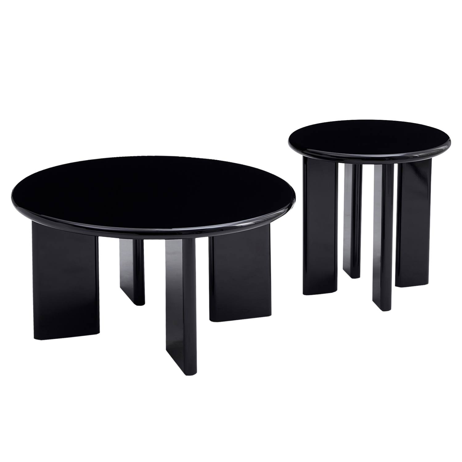 ΣΕΤ 2 ΤΡΑΠΕΖΙΑ ΣΑΛΟΝΙΟΥ FLIX HM18452.02 MDF ΣΕ GLOSSY ΜΑΥΡΟ Φ80 &amp; Φ50εκ 1