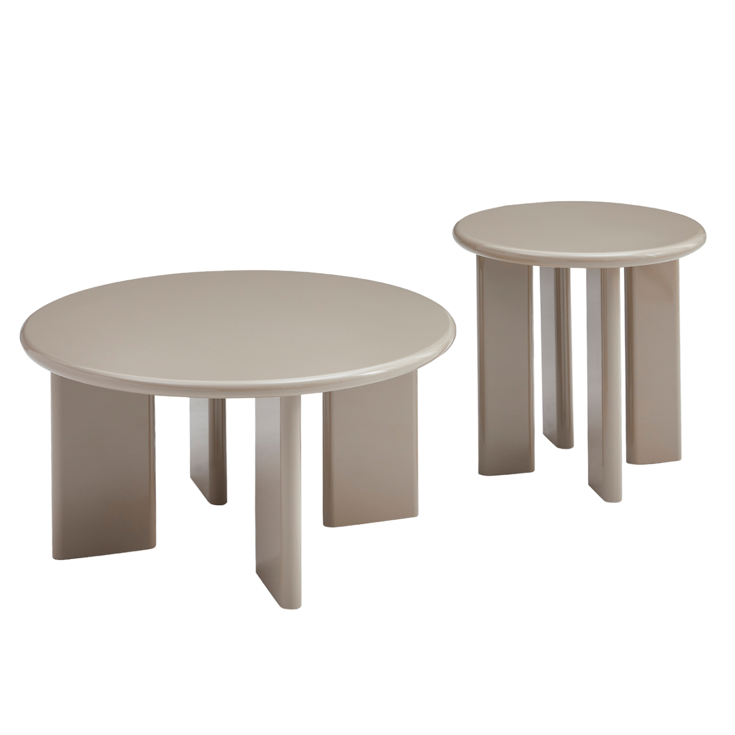 ΣΕΤ 2 ΤΡΑΠΕΖΙΑ ΣΑΛΟΝΙΟΥ FLIX HM18452.05 MDF ΣΕ GLOSSY TAUPE Φ80 &amp; Φ50εκ 1