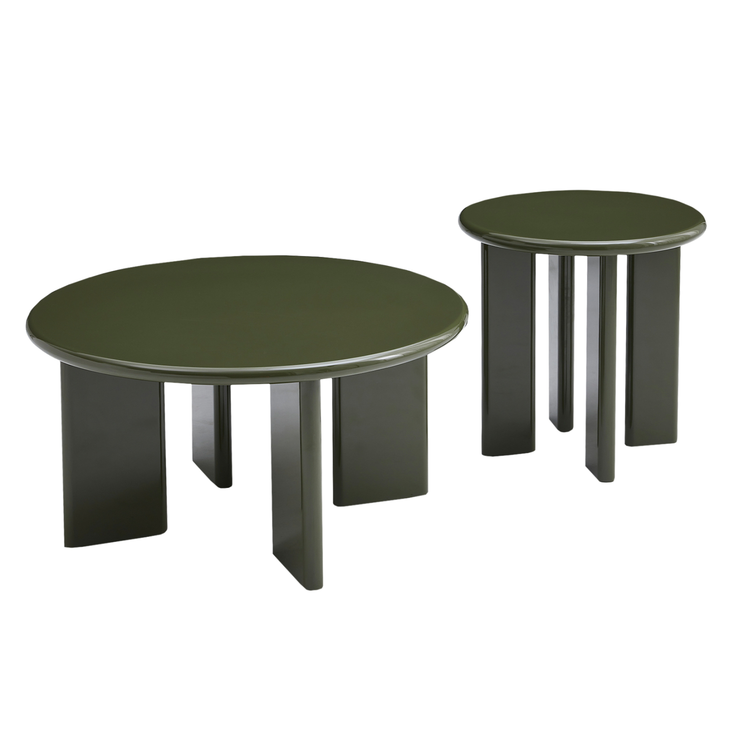 ΣΕΤ 2 ΤΡΑΠΕΖΙΑ ΣΑΛΟΝΙΟΥ FLIX HM18452.07 MDF ΣΕ GLOSSY ΠΡΑΣΙΝΟ Φ80 &amp; Φ50εκ 1