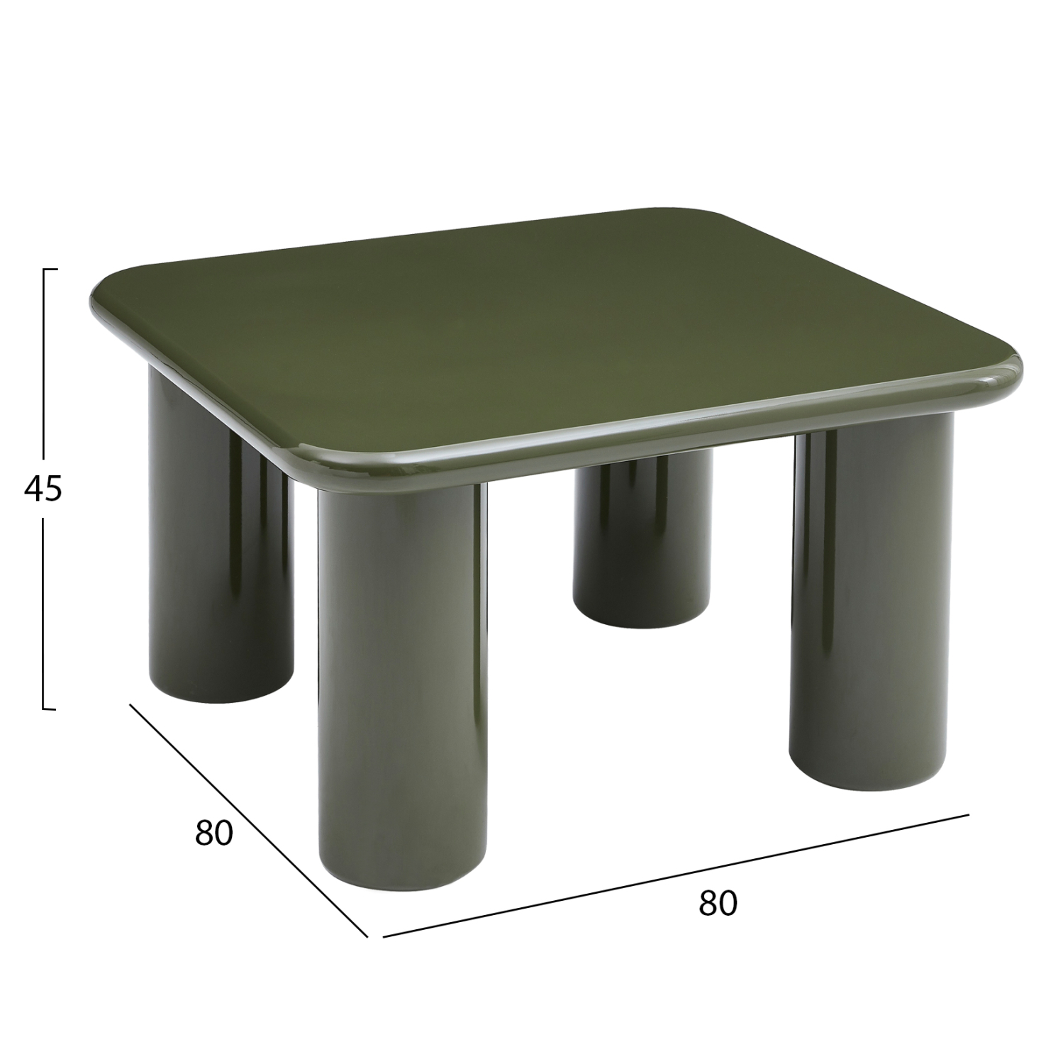 ΤΡΑΠΕΖΙ ΣΑΛΟΝΙΟΥ SOLNA HM18453.07 MDF ΣΕ GLOSSY ΠΡΑΣΙΝΟ 80x80x45Υεκ 2