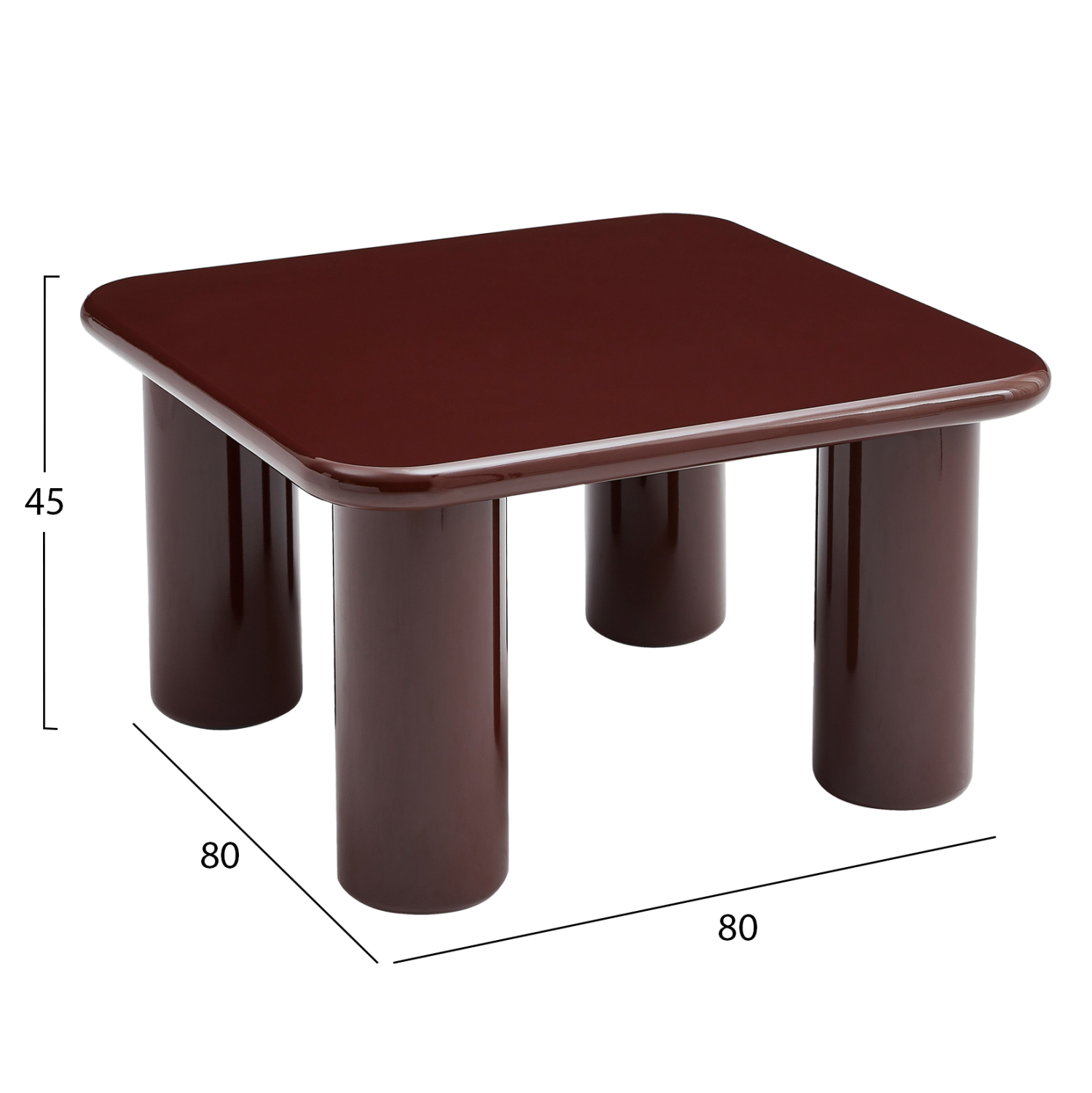 ΤΡΑΠΕΖΙ ΣΑΛΟΝΙΟΥ SOLNA HM18453.06 MDF ΣΕ GLOSSY ΚΟΚΚΙΝΟ 80x80x45Υεκ 2