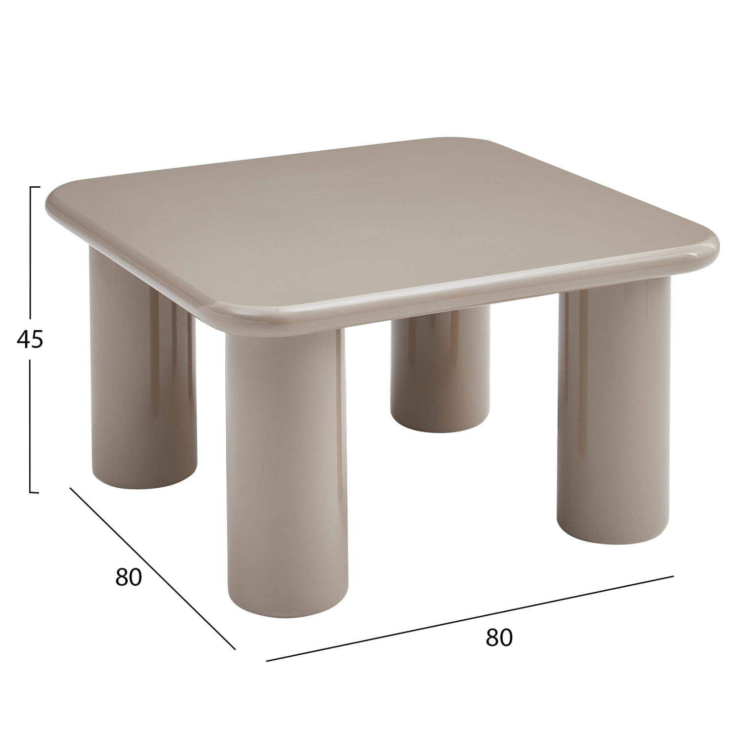 ΤΡΑΠΕΖΙ ΣΑΛΟΝΙΟΥ SOLNA HM18453.05 MDF ΣΕ GLOSSY TAUPE 80x80x45Υεκ 2