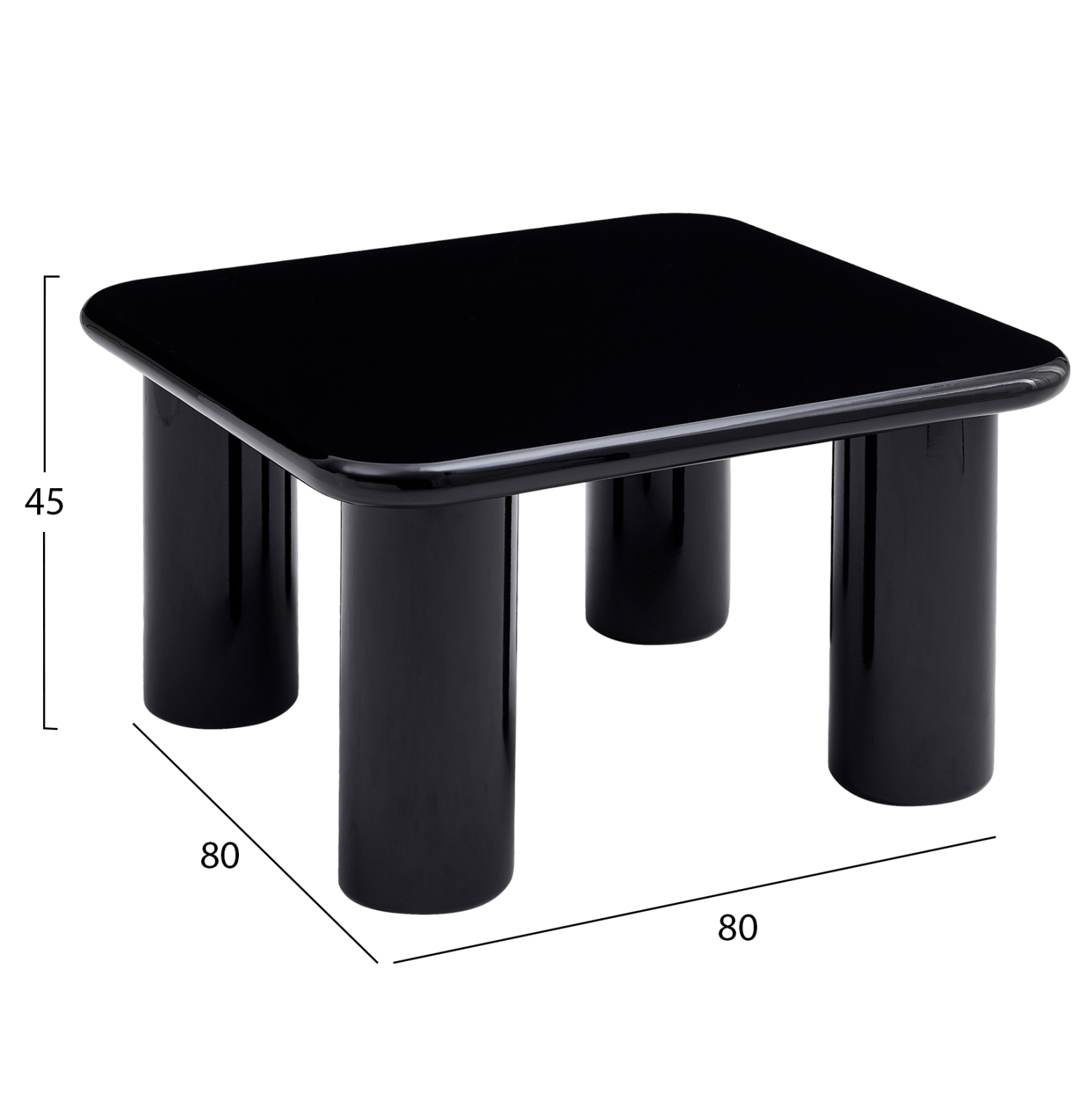ΤΡΑΠΕΖΙ ΣΑΛΟΝΙΟΥ SOLNA HM18453.02 MDF ΣΕ GLOSSY ΜΑΥΡΟ 80x80x45Υεκ 2