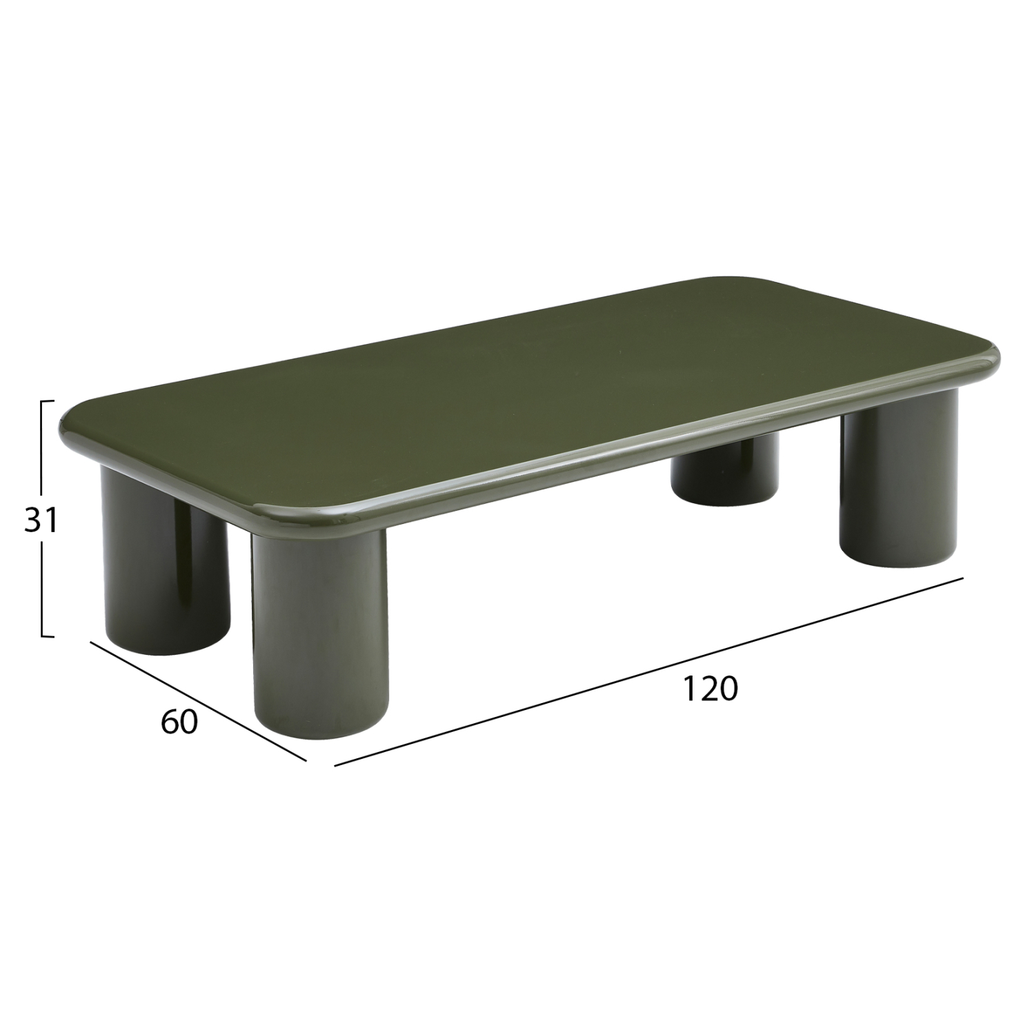 ΤΡΑΠΕΖΙ ΣΑΛΟΝΙΟΥ SOLNA HM18454.07 MDF ΣΕ GLOSSY ΠΡΑΣΙΝΟ 120x60x31Υεκ 2