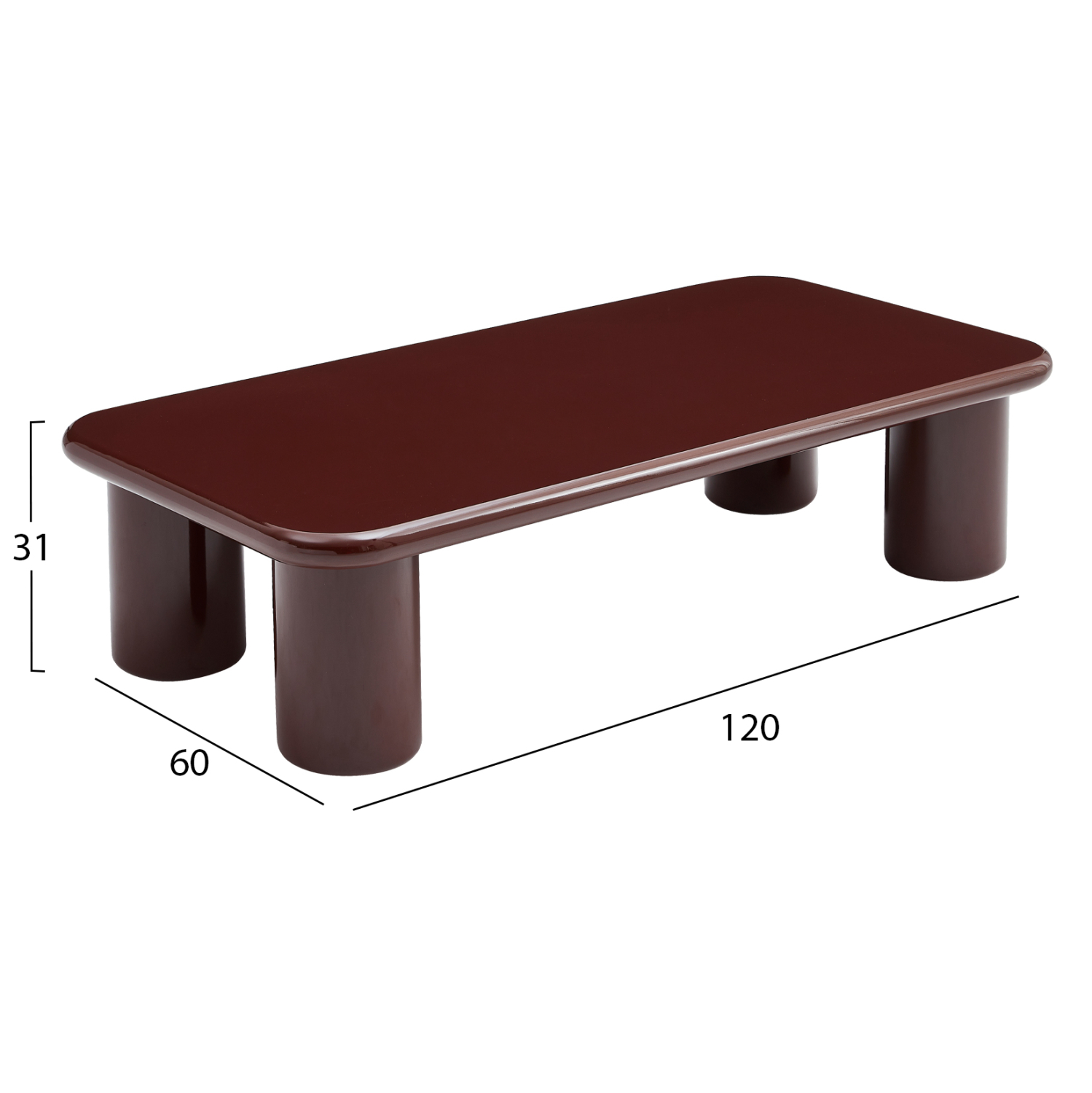ΤΡΑΠΕΖΙ ΣΑΛΟΝΙΟΥ SOLNA HM18454.06 MDF ΣΕ GLOSSY ΚΟΚΚΙΝΟ ΒΟΥΡΓΟΥΝΔΙΑΣ 120x60x31Υεκ 2