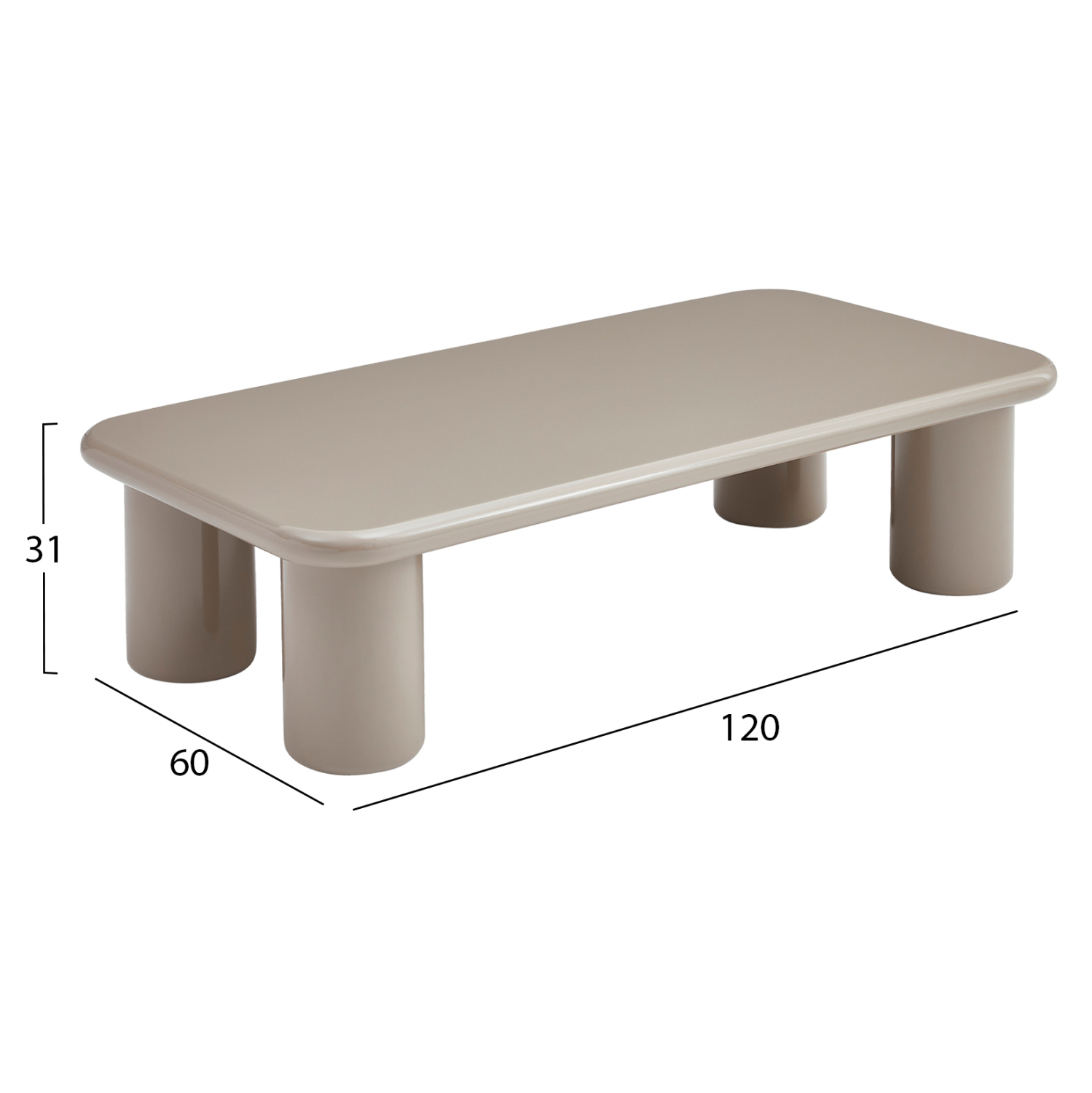 ΤΡΑΠΕΖΙ ΣΑΛΟΝΙΟΥ SOLNA HM18454.05 MDF ΣΕ GLOSSY TAUPE (ΑΝΟΙΧΤΟ ΓΚΡΙ) 120x60x31Υεκ 2