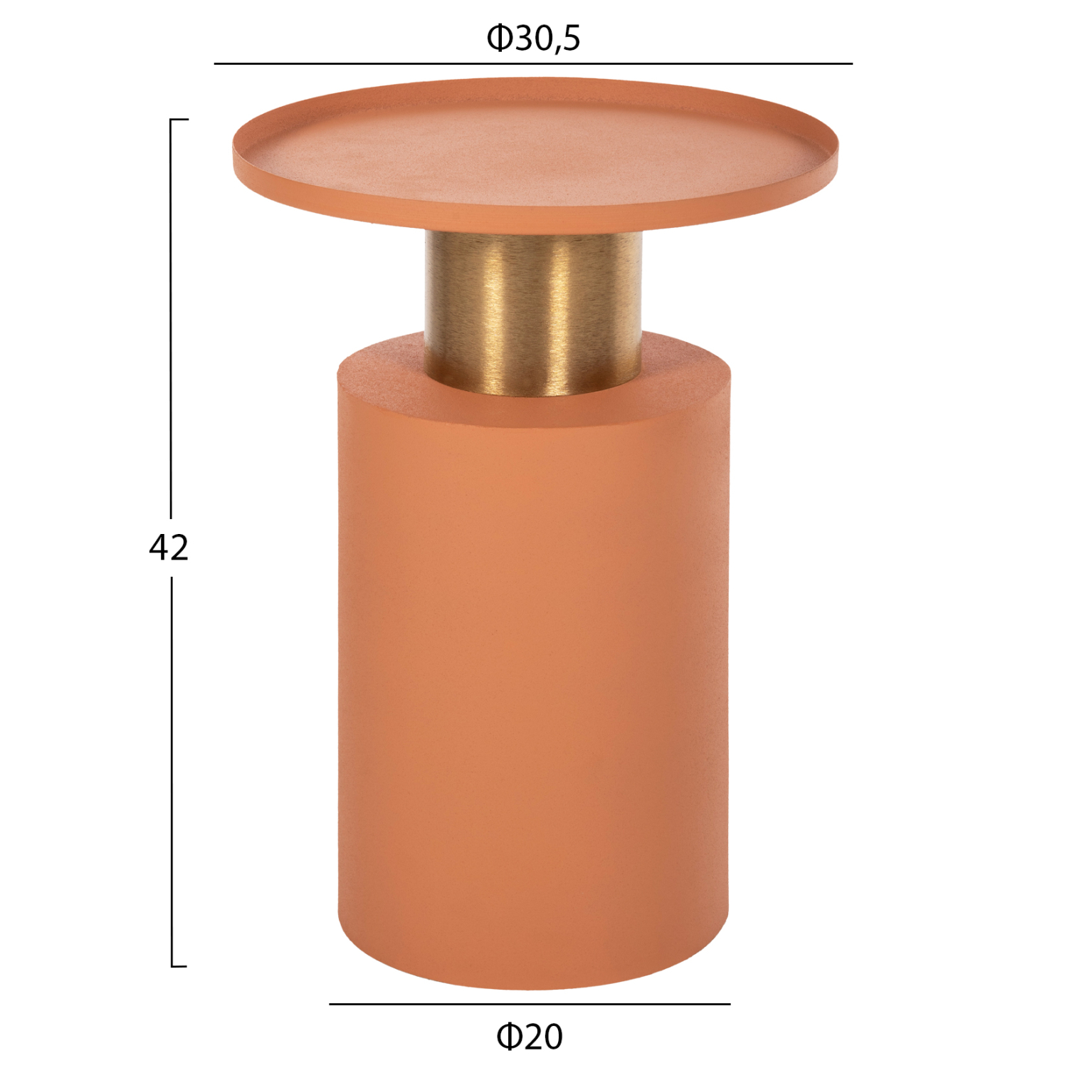 ΒΟΗΘΗΤΙΚΟ ΤΡΑΠΕΖΑΚΙ PUNJAB HM4240.08 ΜΕΤΑΛΛΟ ΣΕ ΠΟΡΤΟΚΑΛΙ-ΧΡΥΣΟΧΑΛΚΙΝΟ Φ30,5x42Υεκ. 2