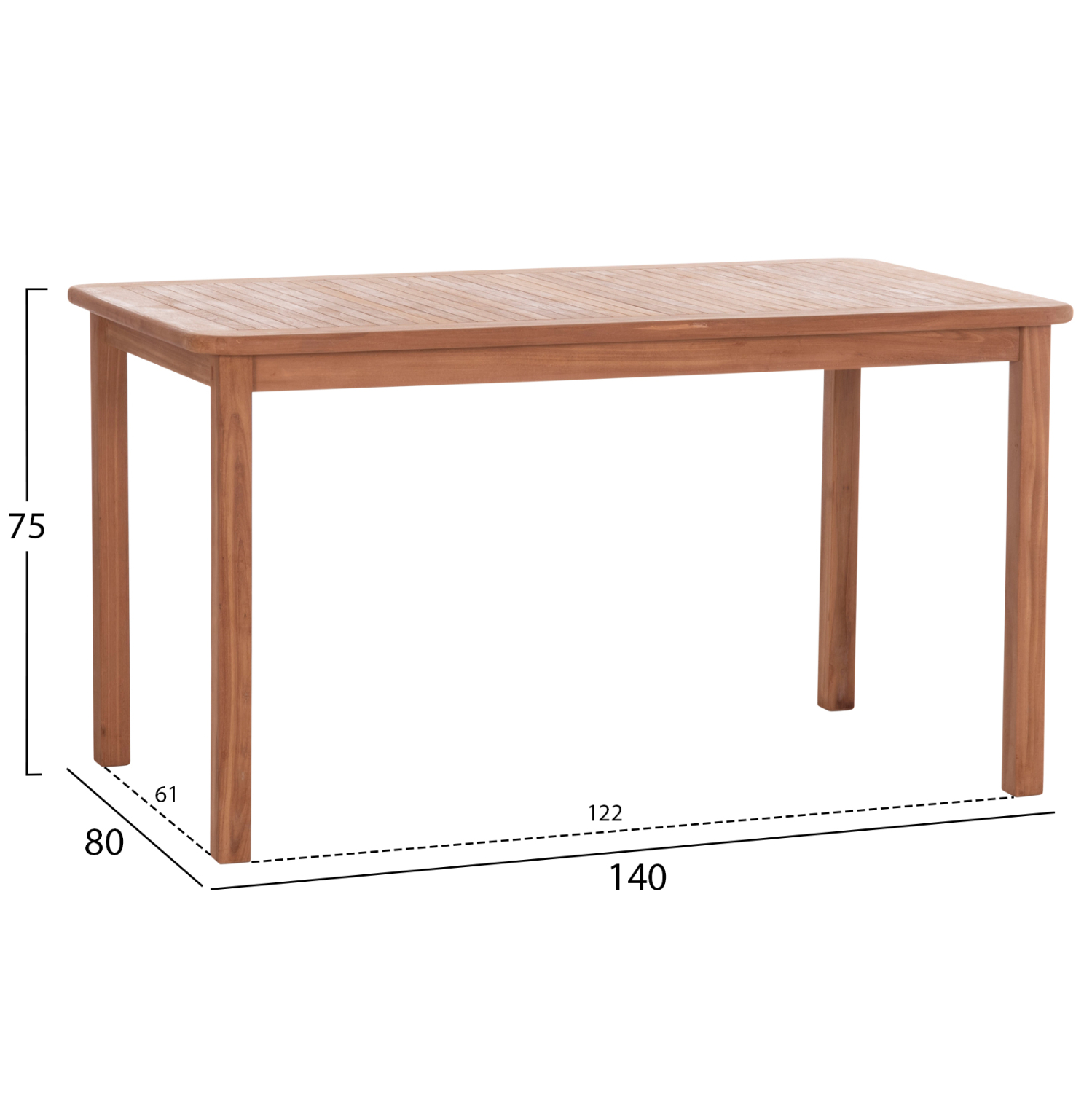 ΤΡΑΠΕΖΙ ΟΡΘΟΓΩΝΙΟ PRESSCOT HM18123 ΞΥΛΟ TEAK--ΦΥΣΙΚΟ 140x80x76Υεκ. 2