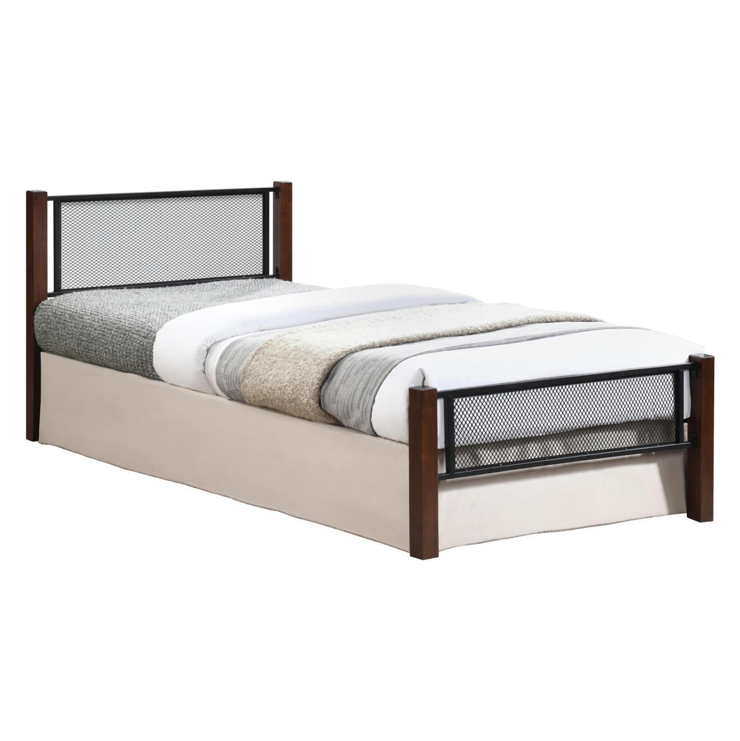 ΚΡΕΒΑΤΙ ΜΟΝΟ RAYVEN HM689 RUBBERWOOD ΣΕ DIRTY OAK-ΜΕΤΑΛΛΟ ΣΕ ΜΑΥΡΟ--ΓΙΑ 90x190εκ 1