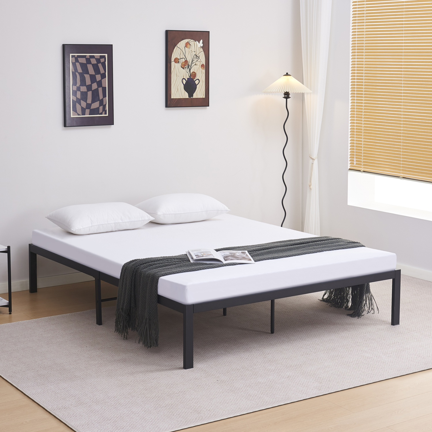 ΚΡΕΒΑΤΙ-ΥΠΟΣΤΡΩΜΑ ΔΙΠΛΟ RANTO HM696.01 ΜΕΤΑΛΛΙΚΟ ΜΑΥΡΟ ΓΙΑ ΣΤΡΩΜΑ 200x160εκ 1