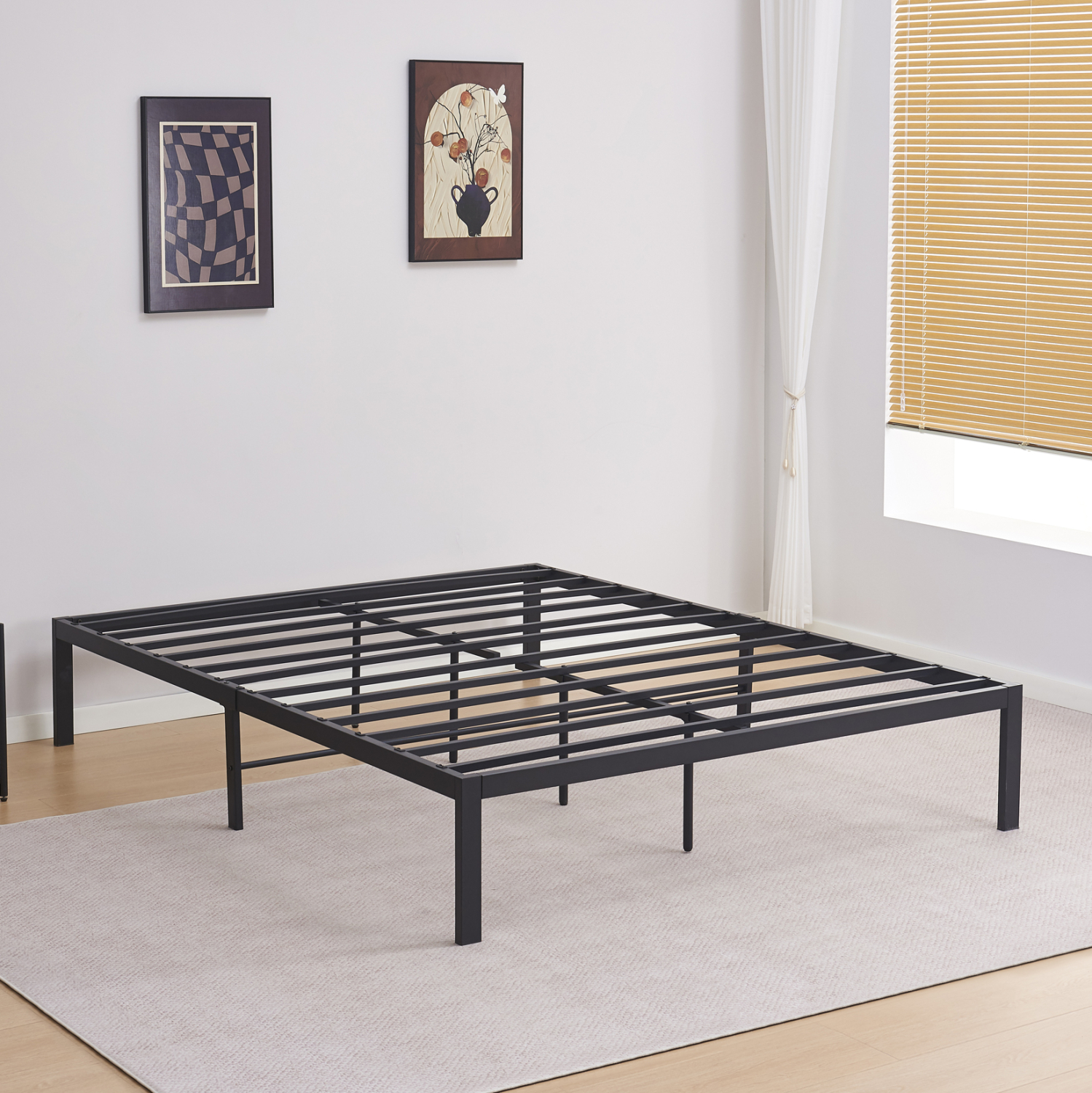 ΚΡΕΒΑΤΙ-ΥΠΟΣΤΡΩΜΑ ΔΙΠΛΟ RANTO HM696.01 ΜΕΤΑΛΛΙΚΟ ΜΑΥΡΟ ΓΙΑ ΣΤΡΩΜΑ 200x160εκ 2