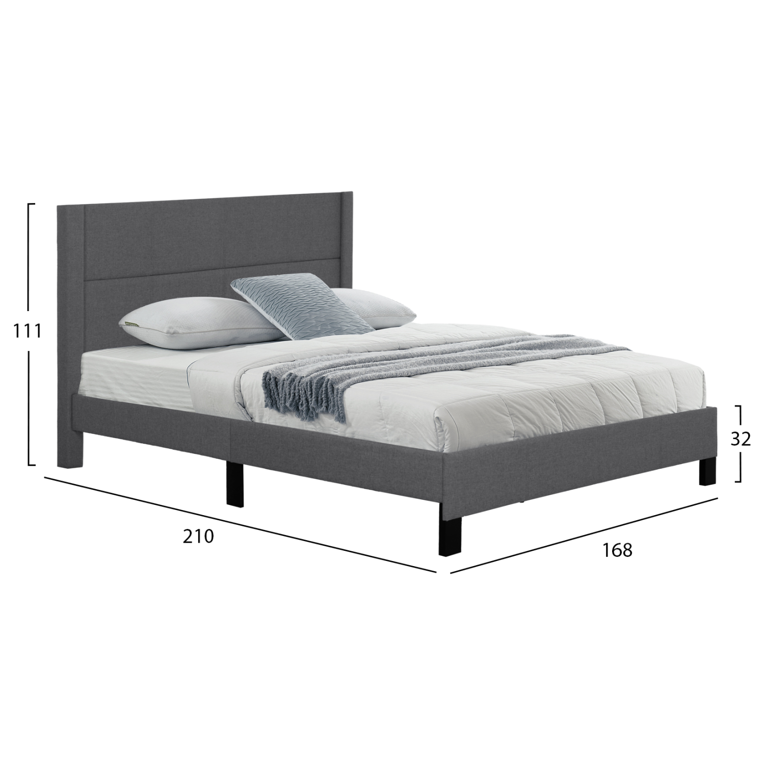 ΚΡΕΒΑΤΙ TRILLOP HM666.12 ΓΚΡΙ ΥΦΑΣΜΑ ΓΙΑ ΣΤΡΩΜΑ 160X200εκ. 2