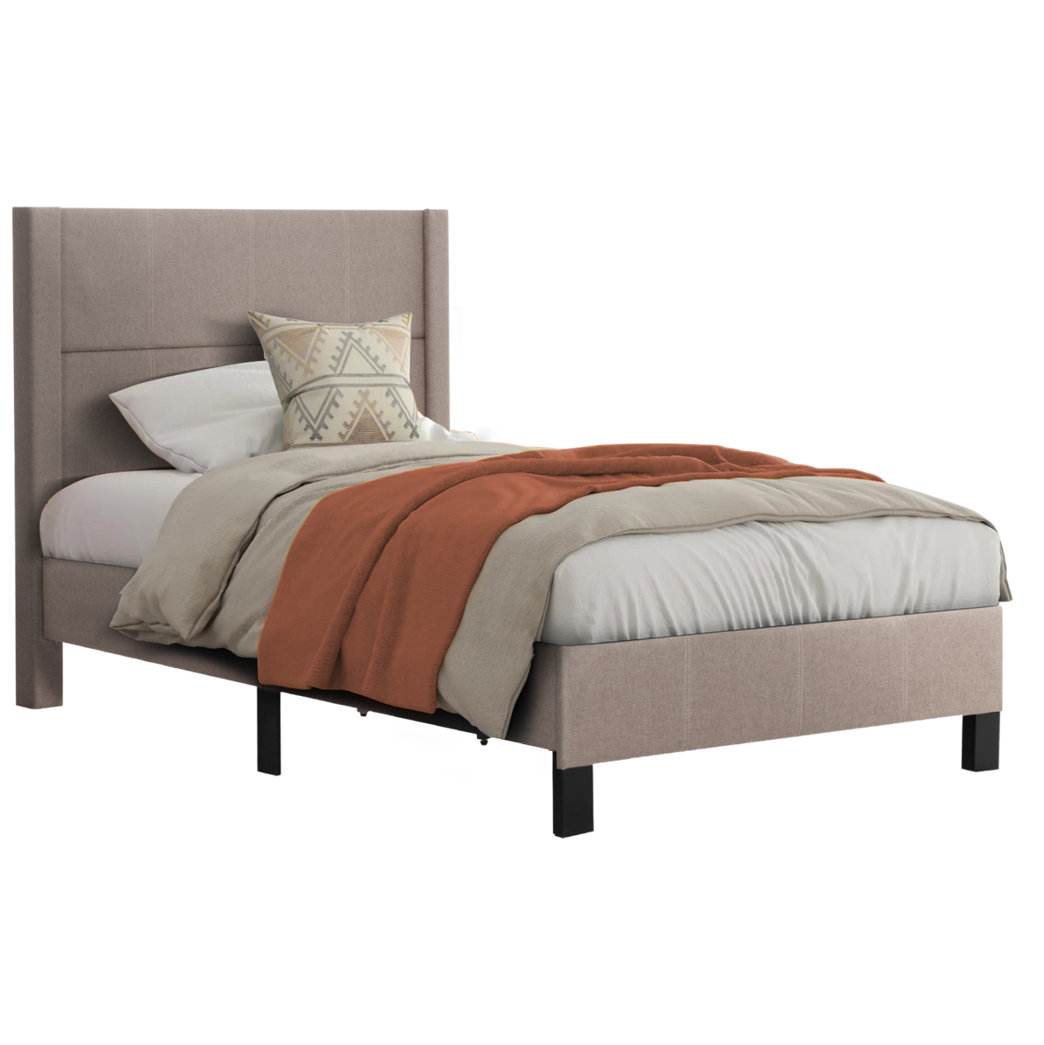 ΚΡΕΒΑΤΙ TRILLOP HM667.15 ΜΠΕΖ ΥΦΑΣΜΑ ΓΙΑ ΜΟΝΟ ΣΤΡΩΜΑ 120X200εκ. 1