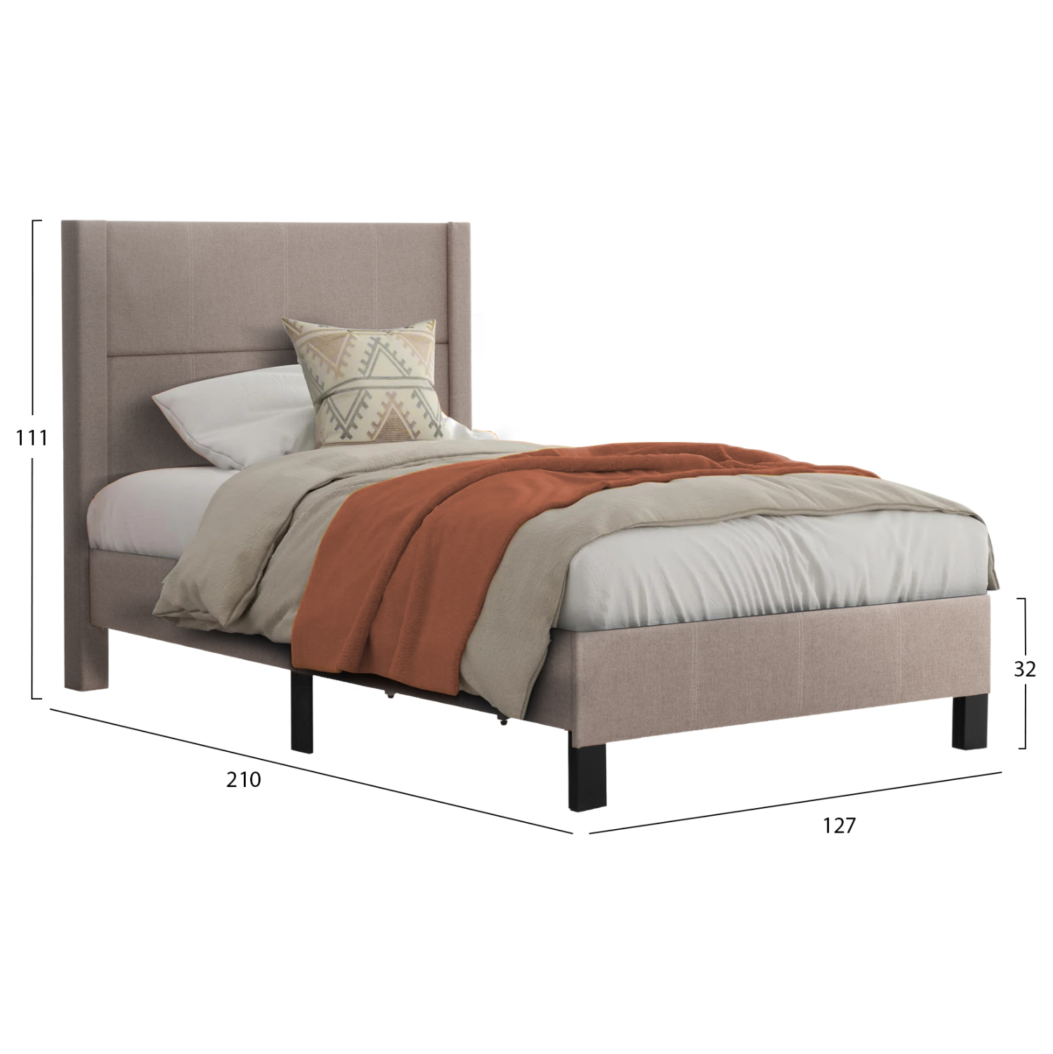 ΚΡΕΒΑΤΙ TRILLOP HM667.15 ΜΠΕΖ ΥΦΑΣΜΑ ΓΙΑ ΜΟΝΟ ΣΤΡΩΜΑ 120X200εκ. 3