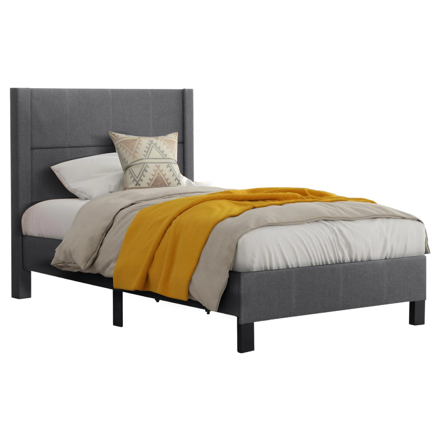 ΚΡΕΒΑΤΙ TRILLOP HM667.12 ΓΚΡΙ ΥΦΑΣΜΑ ΓΙΑ ΜΟΝΟ ΣΤΡΩΜΑ 120X200εκ. 1