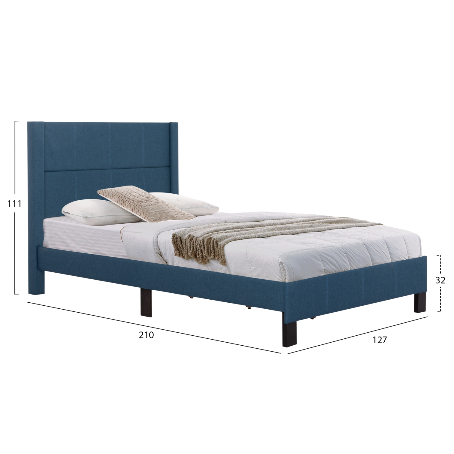 ΚΡΕΒΑΤΙ TRILLOP HM667.14 ΜΠΛΕ ΥΦΑΣΜΑ ΓΙΑ ΜΟΝΟ ΣΤΡΩΜΑ 120X200εκ. 2