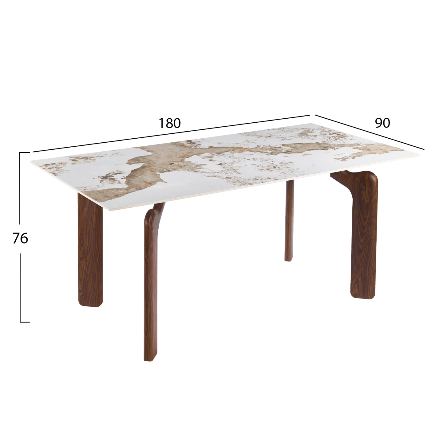 ΤΡΑΠΕΖΙ DALLE HM18479.01 MDF TOP ΟΨΗ ΜΑΡΜΑΡΟΥ-ΜΕΤΑΛ.ΠΟΔΙΑ ΚΑΡΥΔΙ 180x90x76Υεκ 2