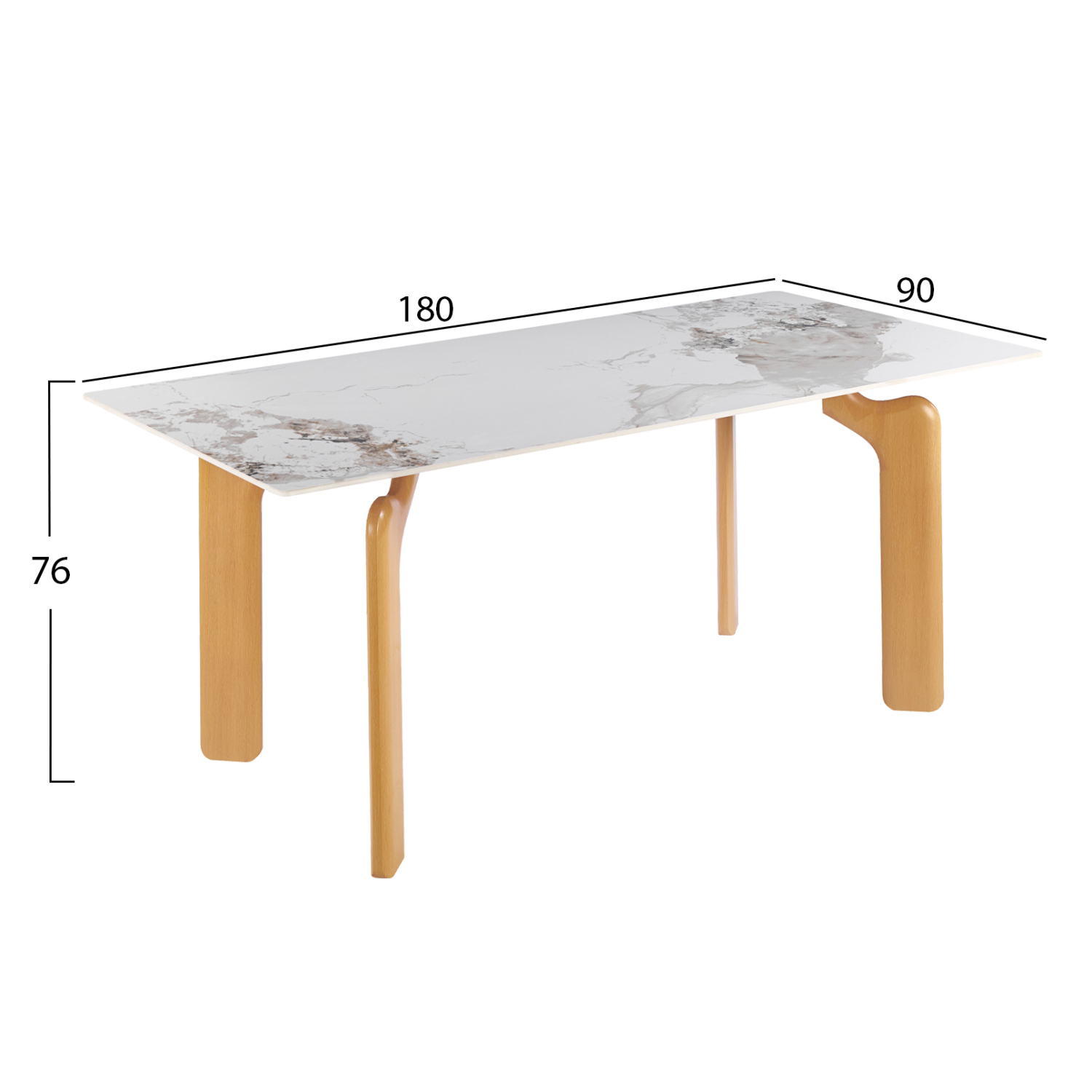 ΤΡΑΠΕΖΙ DALLE HM18479.02 MDF TOP ΟΨΗ ΜΑΡΜΑΡΟΥ-ΜΕΤΑΛ.ΠΟΔΙΑ OΨΗ ΦΥΣΙΚΟΥ ΞΥΛΟΥ 180x90x76Υεκ 2