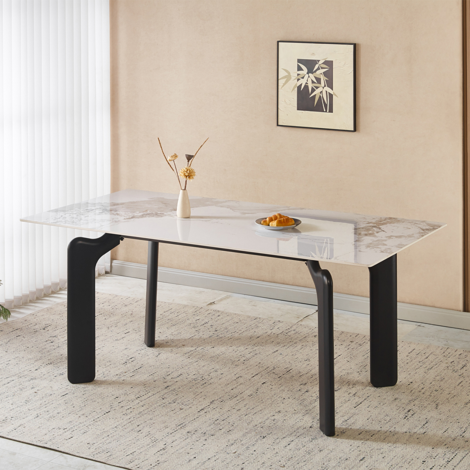 ΤΡΑΠΕΖΙ DALLE HM18479.03 MDF TOP ΟΨΗ ΜΑΡΜΑΡΟΥ-ΜΕΤΑΛ.ΠΟΔΙΑ ΣΕ ΜΑΥΡΟ 180x90x76Υεκ 5