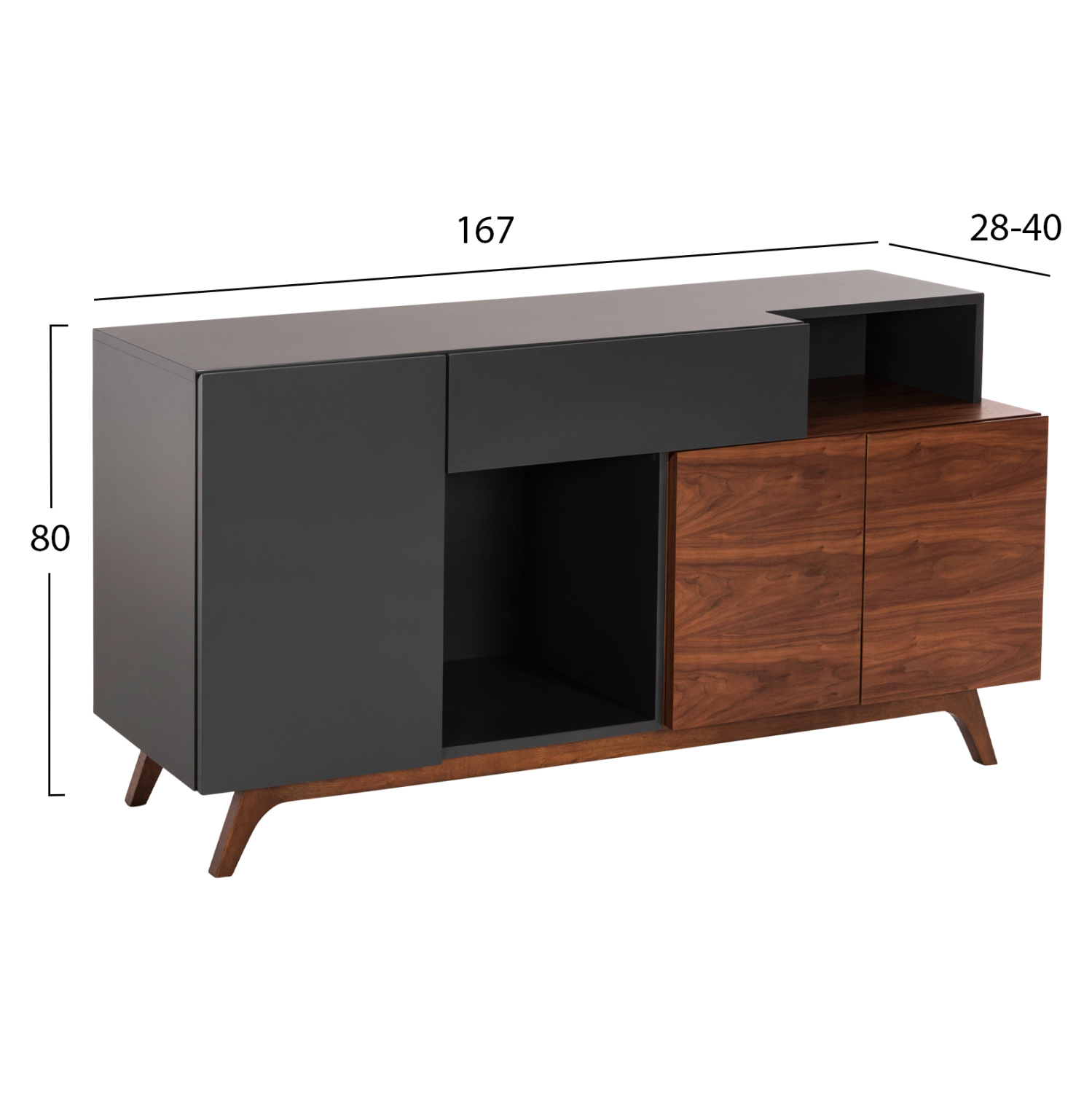 ΜΠΟΥΦΕΣ PREDA HM9747 MDF ΜΕ ΚΑΡΥΔΙ &amp; ΣΚΟΥΡΟ ΓΚΡΙ ΚΑΠΛΑΜΑ 167x28-40x80Υεκ. 2