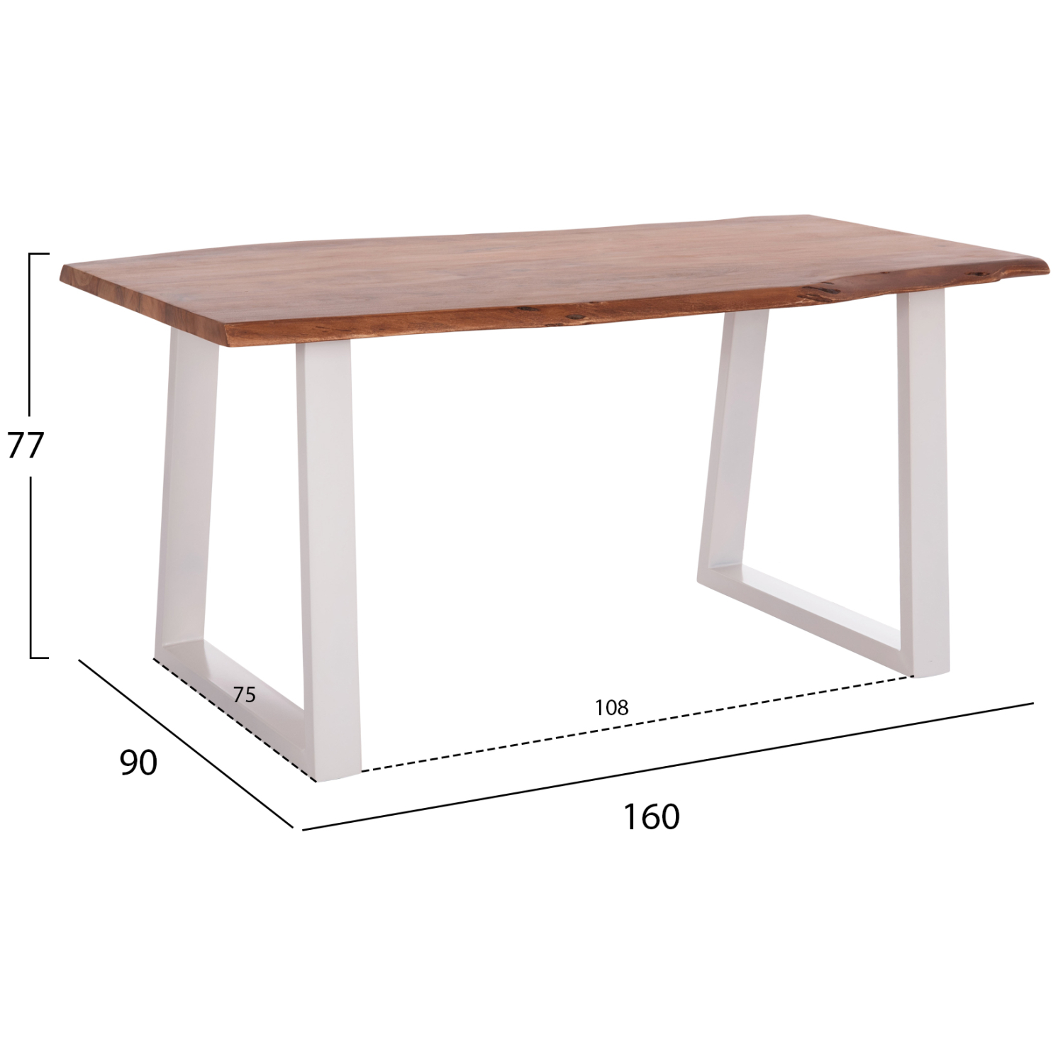 ΤΡΑΠΕΖΙ ΤΡΑΠΕΖΑΡΙΑΣ MONTANA HM8336.12 ΞΥΛΟ ΑΚΑΚΙΑΣ 4εκ.ΠΑΧΟΣ-ΛΕΥΚΑ ΠΟΔΙΑ 160X90X77Υεκ. 2