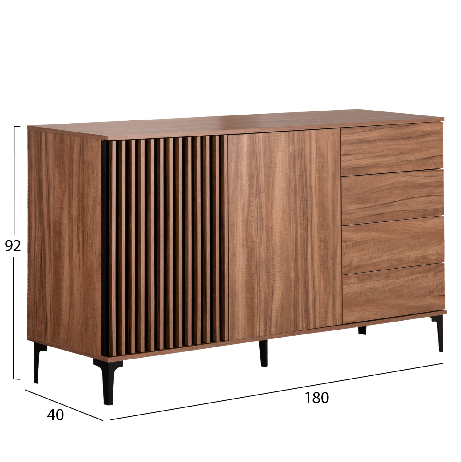 ΜΠΟΥΦΕΣ ΣΕΙΡΑ HARRY HM18006.01 ΜΕΛΑΜΙΝΗ ΦΥΣΙΚΟ ΞΥΛΟΥ-ΜΑΥΡΟ 180x40x92Υεκ. 2